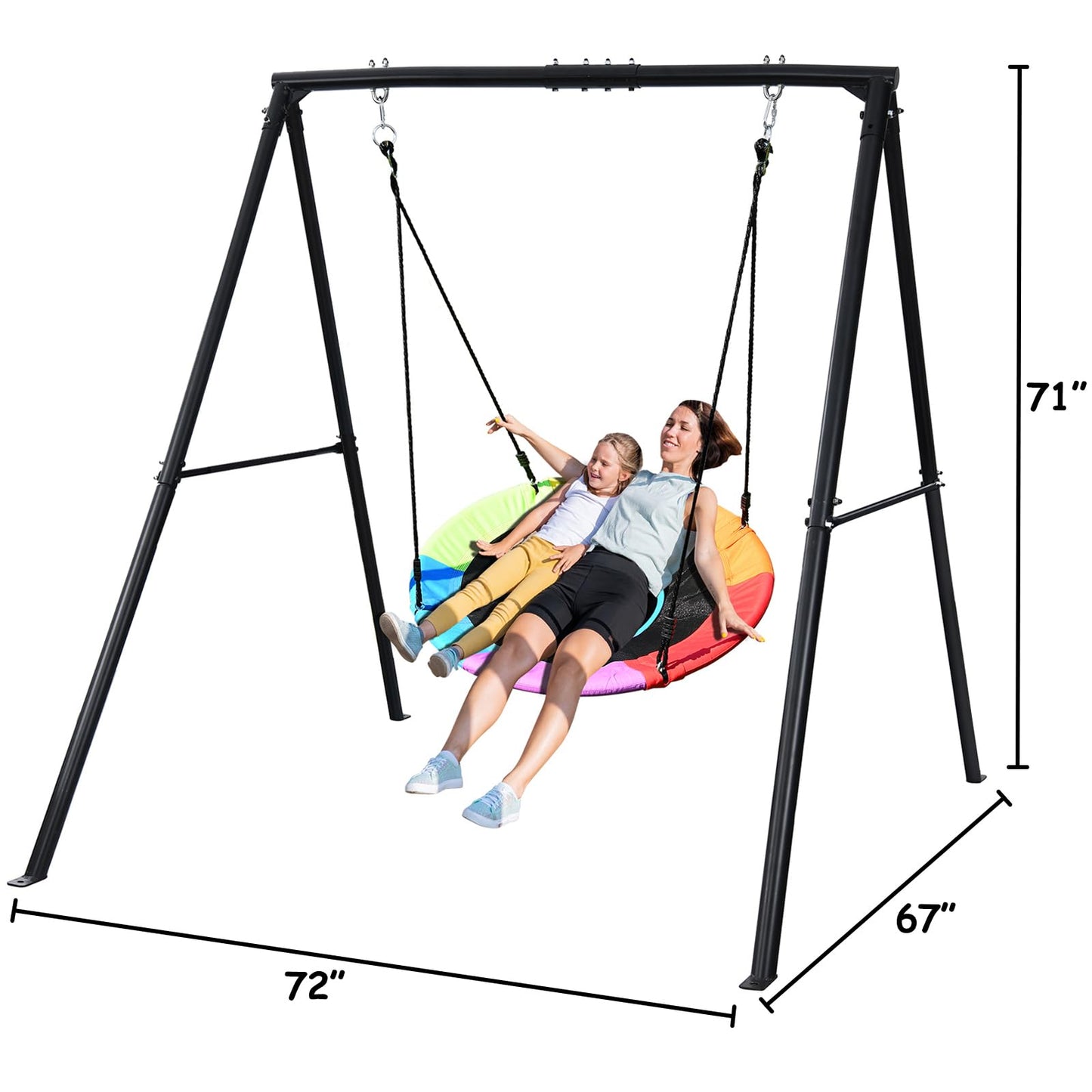 Trekassy Saucer Swing with Frame for Kids Outdoor, 440lbs Swing Set with Heavy Duty Metal Stand for Backyard, Outdoor Kids Play Equipment (Patented)