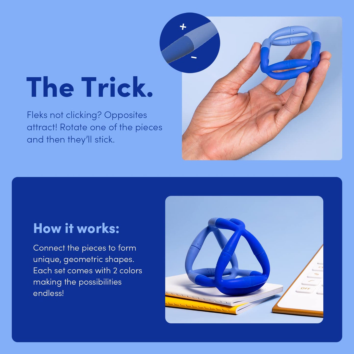 Speks Fleks Flexible Silicone Magnetic Fidget Toy - Fun Desk Toy for Adults & Teens 14+ | Sensory Gadget, Stress Relief | 6-Piece Set, Evergreen