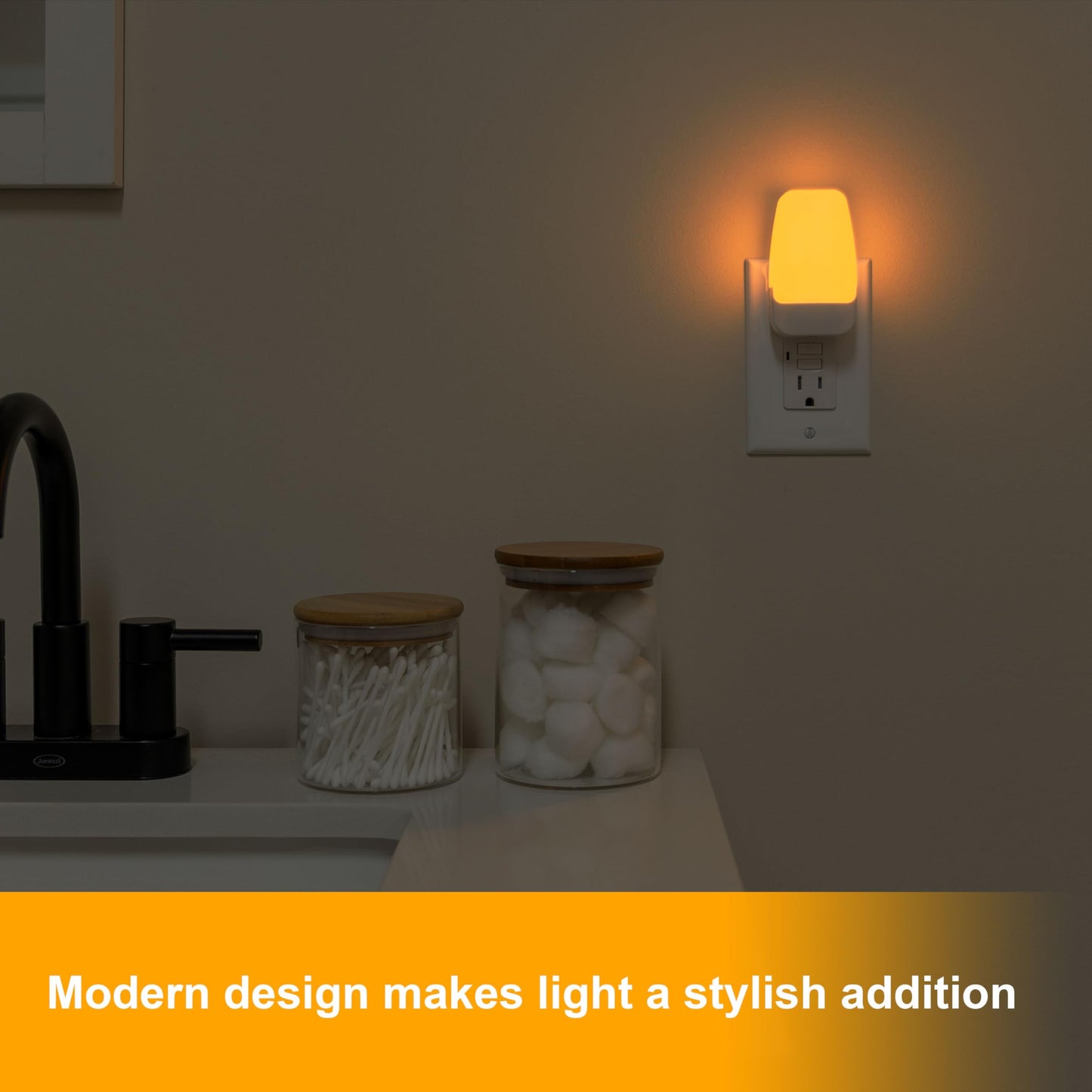 GE Sleeplite Night Lights Plug Into Wall, Dusk to Dawn Sensor, Ambient Lighting, Sleep Aid, Bathroom Décor, LED Lights for Bedroom, Apartment Essentials, Smart Home,76135, Amber, 2 Pack