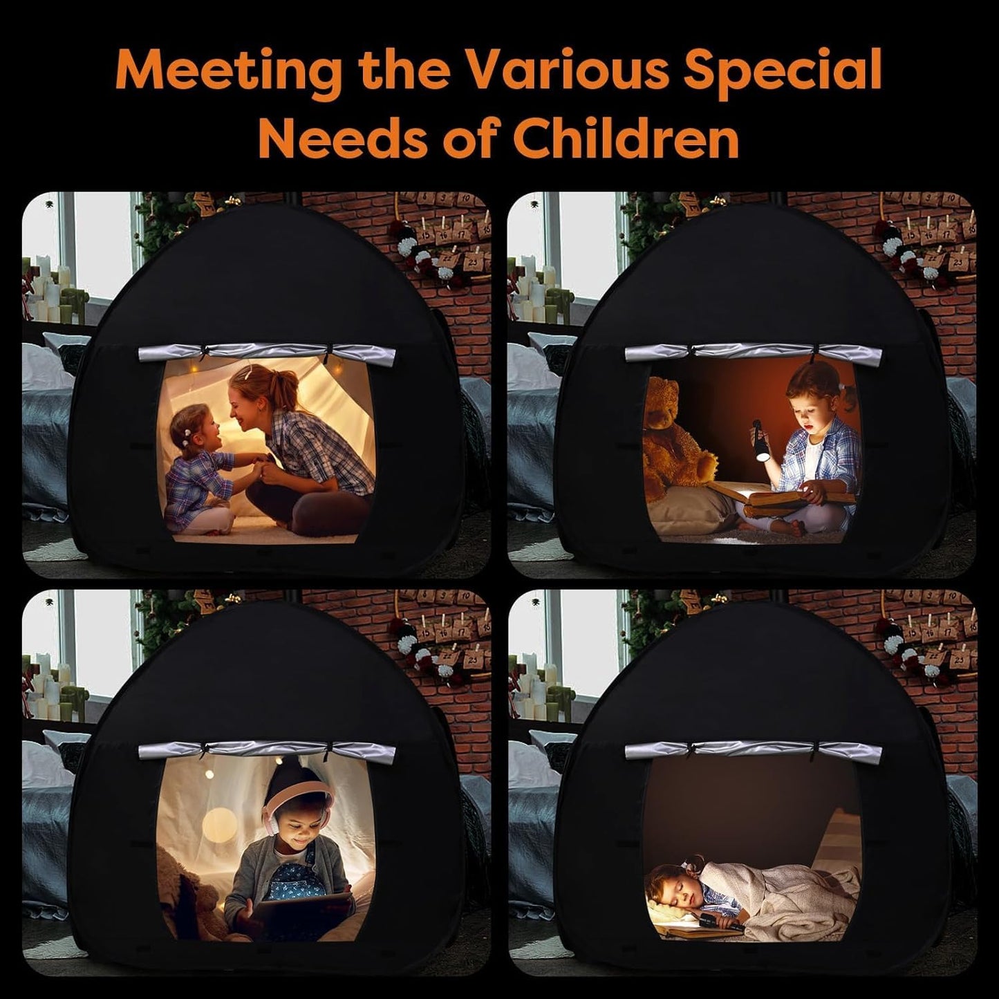 Large Sensory Tent for Kids with Autism- 47x47in Pop-Up Indoor Play Tent with Travel Bag for Calming Down & Improving Focus - Ideal for Children with Autism, ADHD, & SPD
