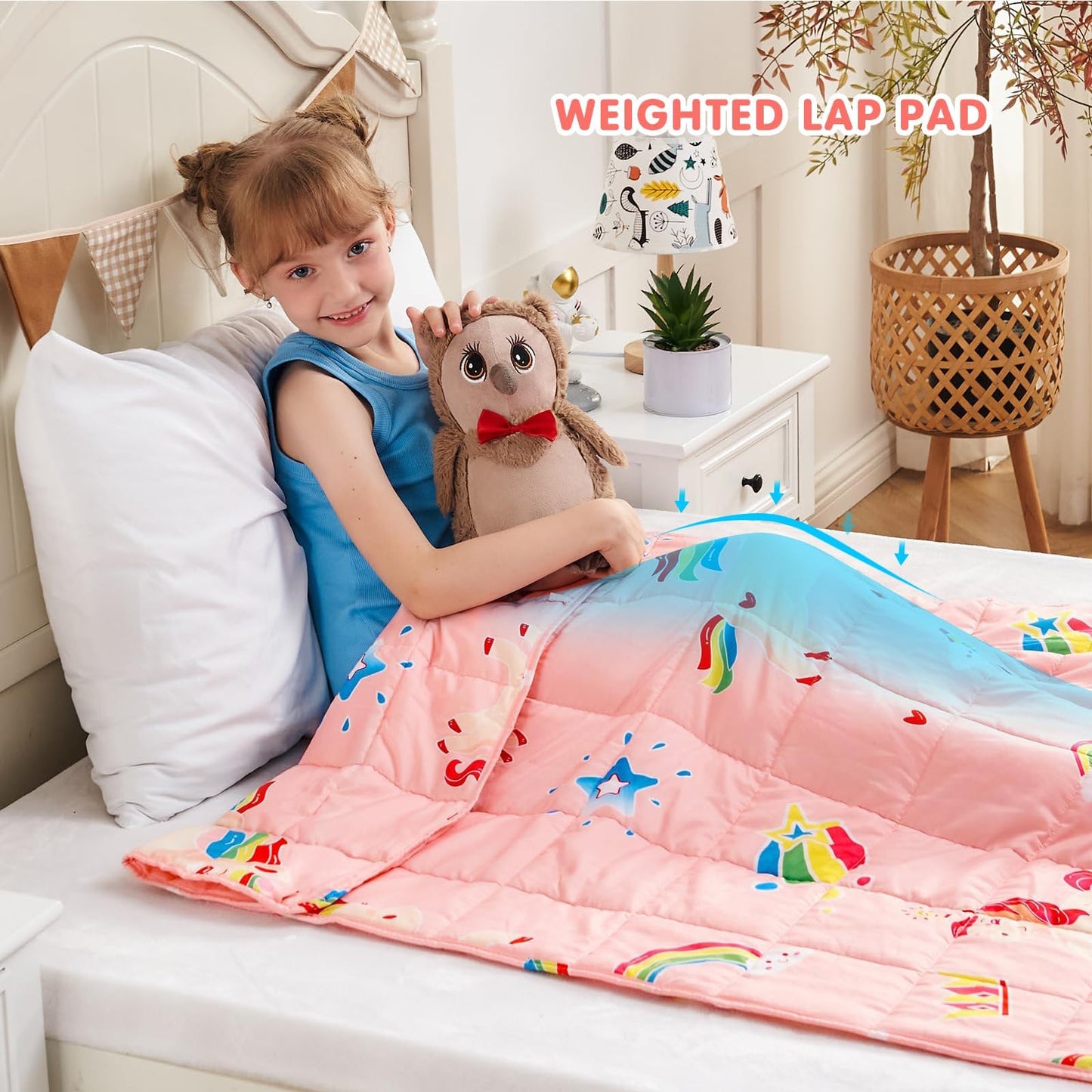 yescool Weighted Lap Pad 2 Pounds Weighted Lap Blanket, Space Plane Small Weighted Blanket, Weighted Throw Blanket Gifts for Travel Indoor Outdoor, 20"x30"