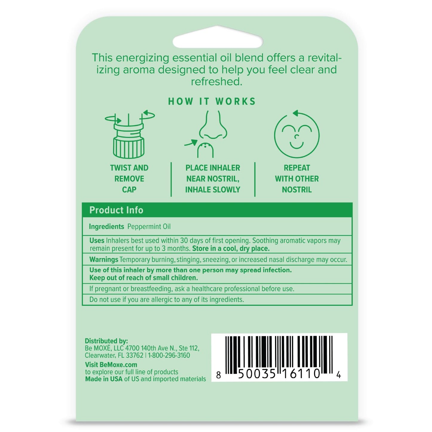MOXE Lavender Essential Oil Nasal Inhaler, Therapeutic No-Mess Aromatherapy, Relaxation, Naturally Calming, Before Sleep Routine, Uplifts Mood, Pure and Undiluted, Made in USA (1 Pack)