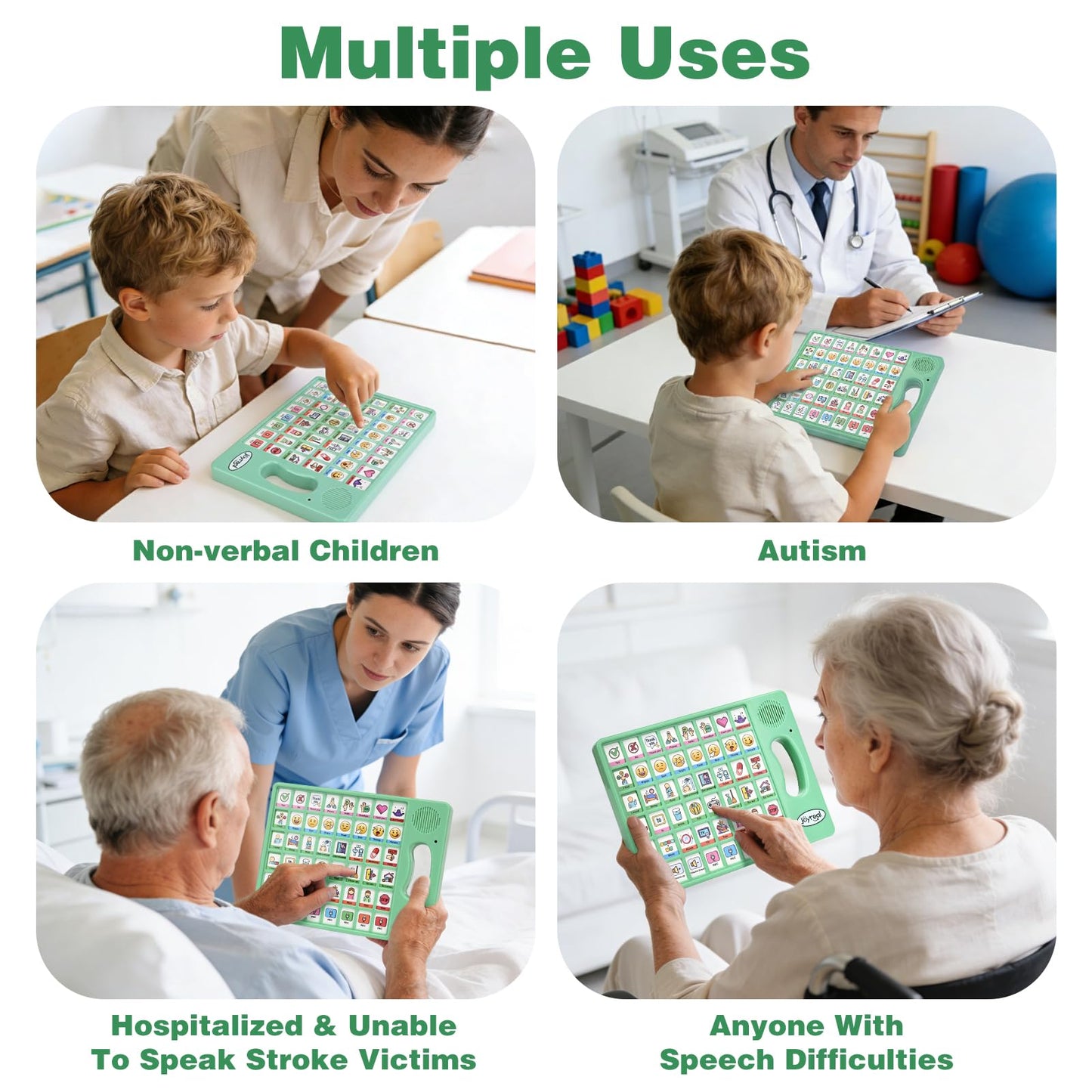 Joyreal AAC Device for Autism, Non Verbal Communication Tools for Speech Therapy & Stroke Rehab. Communication Tablet, Autism Talking Aids with 8 Programmable Buttons & Adjustable Volume