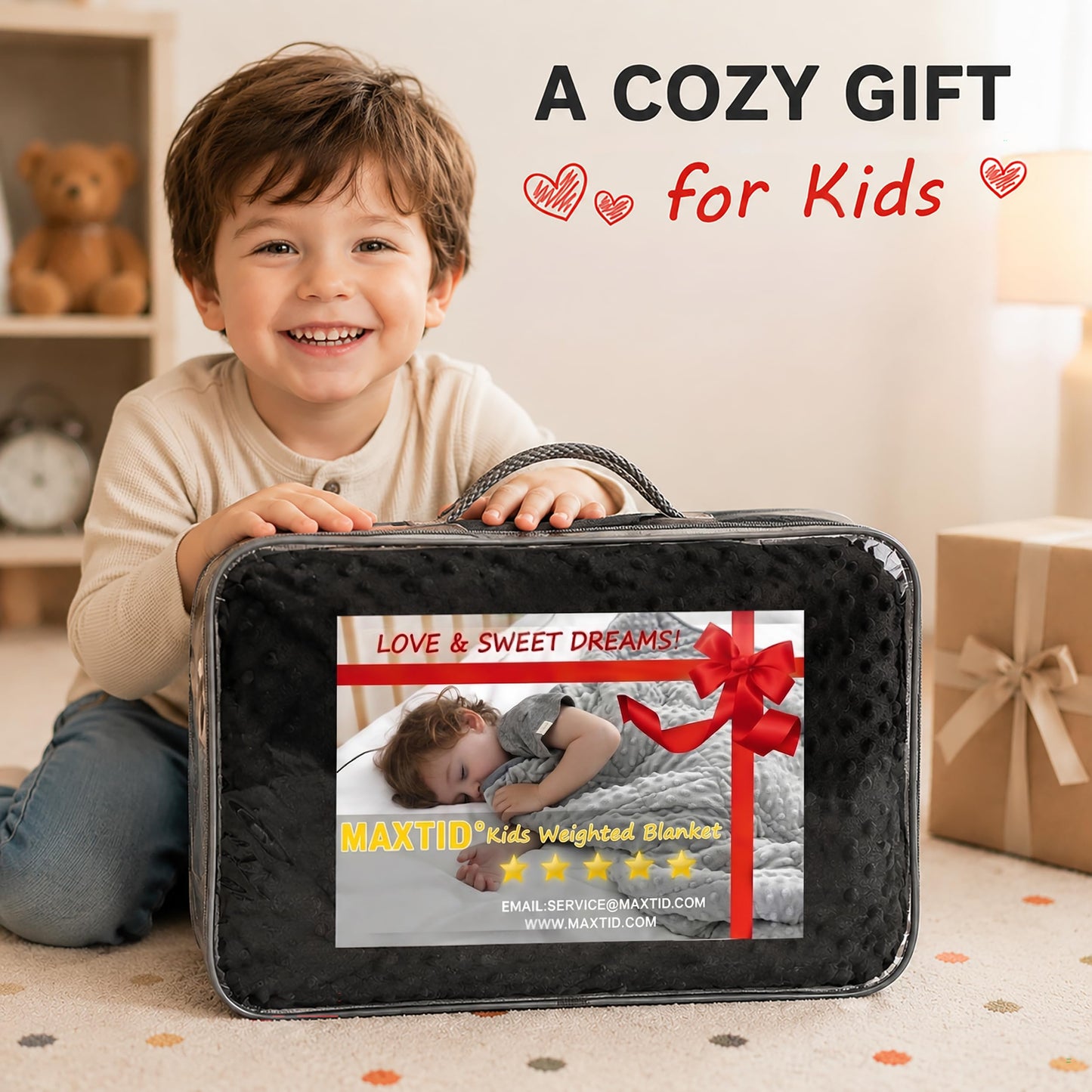 MAXTID Weighted Blanket for Kids 5lbs 36"x48" Cotton Blanket for Boys & Girls Weighted Throw Blanket Children Bedding Gifts for 3 4 5 6 7 8+ Year Old Kids Small Weighted Comfort Blanket