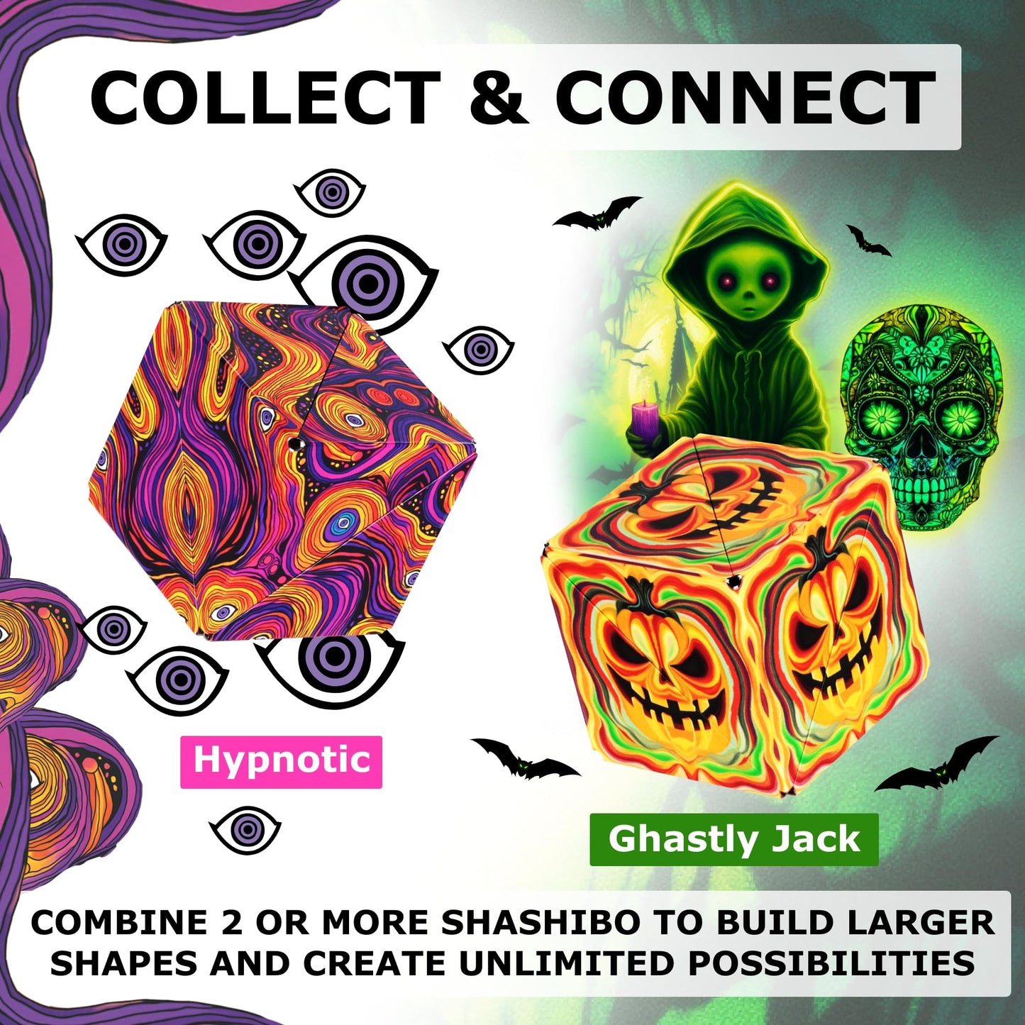 Shashibo Sensory Fidget Toy for Adults & Kids, Stress Relief Fidget Toy for Adults, Teens & Kids, Cool Fidget Toys for Desk, Classroom Must Have, Sensory Shape Shifting Cube, 100+ Possible Shapes