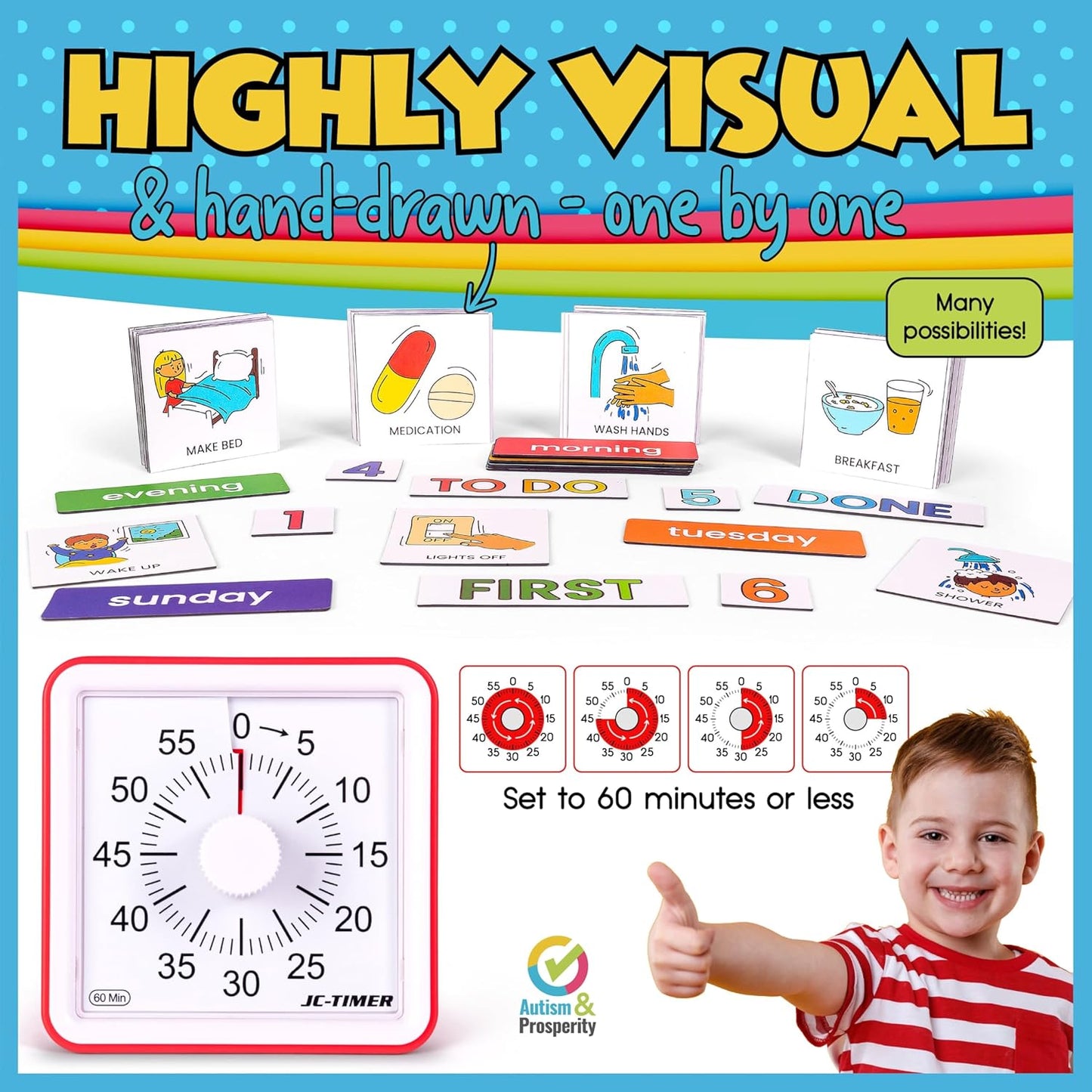 Autism & Prosperity Time Schedule Tasks - Autism Learning Materials, Special Education Autism Sensory Products, Sensory Toys for Kids with Autism, Visual Schedule for Kids with Autism Age 3 4 5 7 8 12