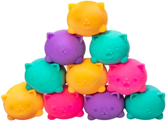 Schylling NeeDoh Teenie Cool Cat - Sensory Squeeze Toy - Contains 3 Mini Groovy Globs - 1.5" Wide - Color May Vary (Pack of 1)