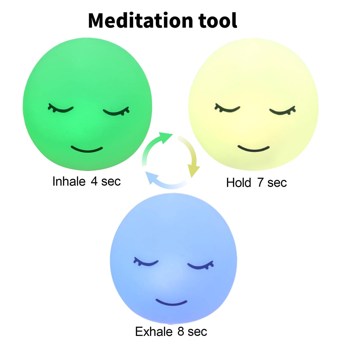 Breathing Lamp Guided Visual Meditation Tool for Mindfulness,Anxiety Relief&Calm Your Mind for Stress&Visual Relaxation and Restful Sleep,478 Seconds Breathing Rate Change 3 Colors,Gift for Kids