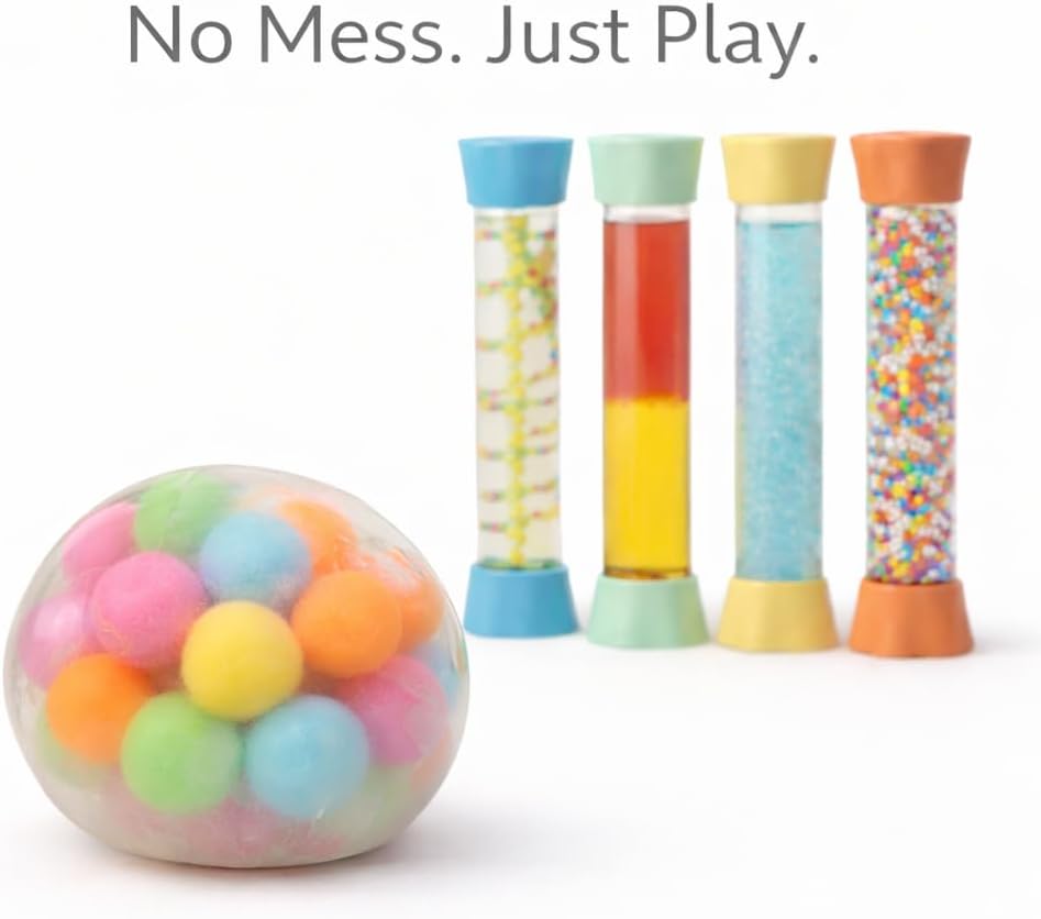 Sensory Tubes – Calm Down Corner Fidget Toys, Sensory Room & Speech Therapy Materials, Stress Relief Ball, Travel Toys, Quiet Sensory Bottles for Kids
