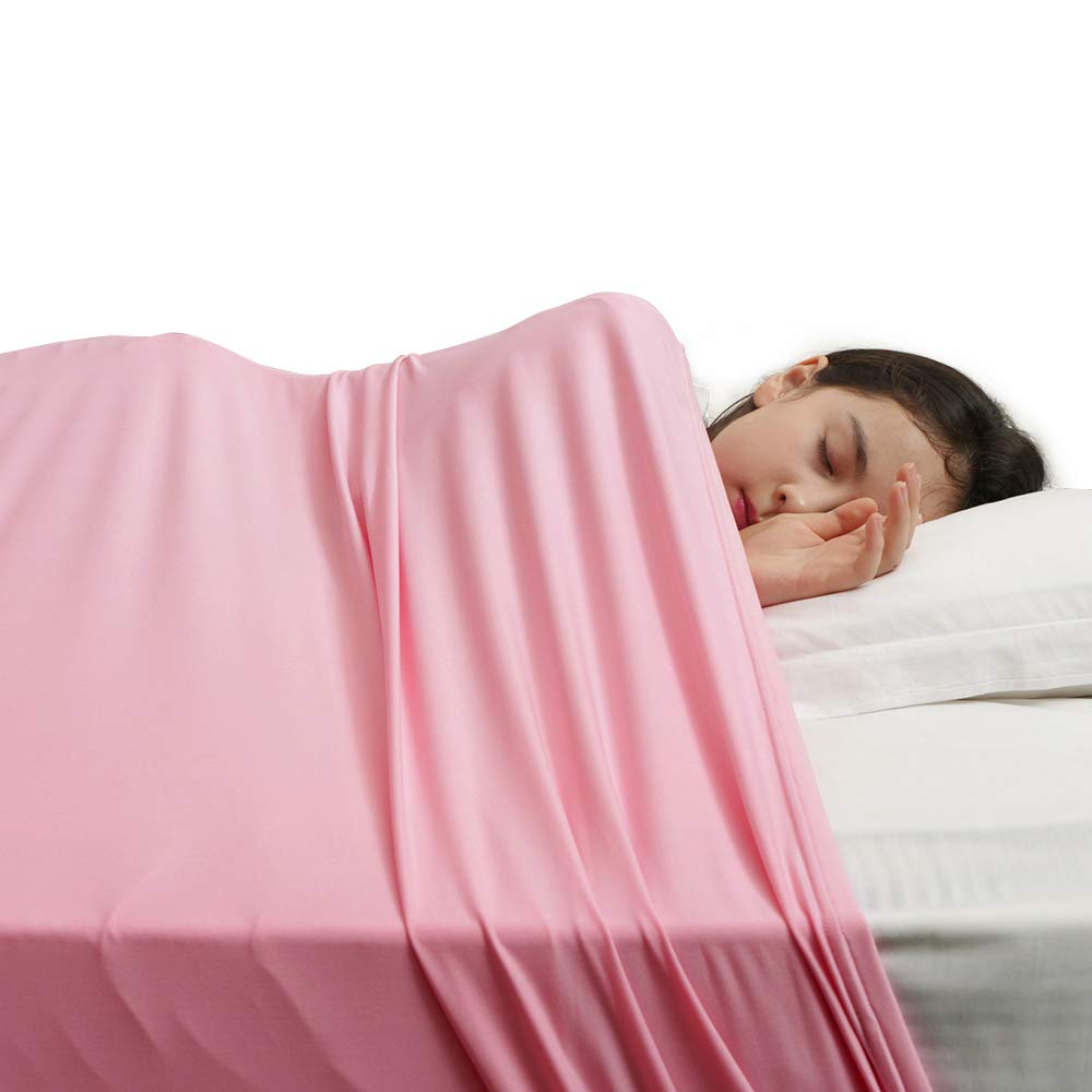 TOPARCHERY Sensory Compression Blanket Sensory Bed Sheet - Help Settle Down at Nighttime - Increase Calm and Comfort (Full,Pink)