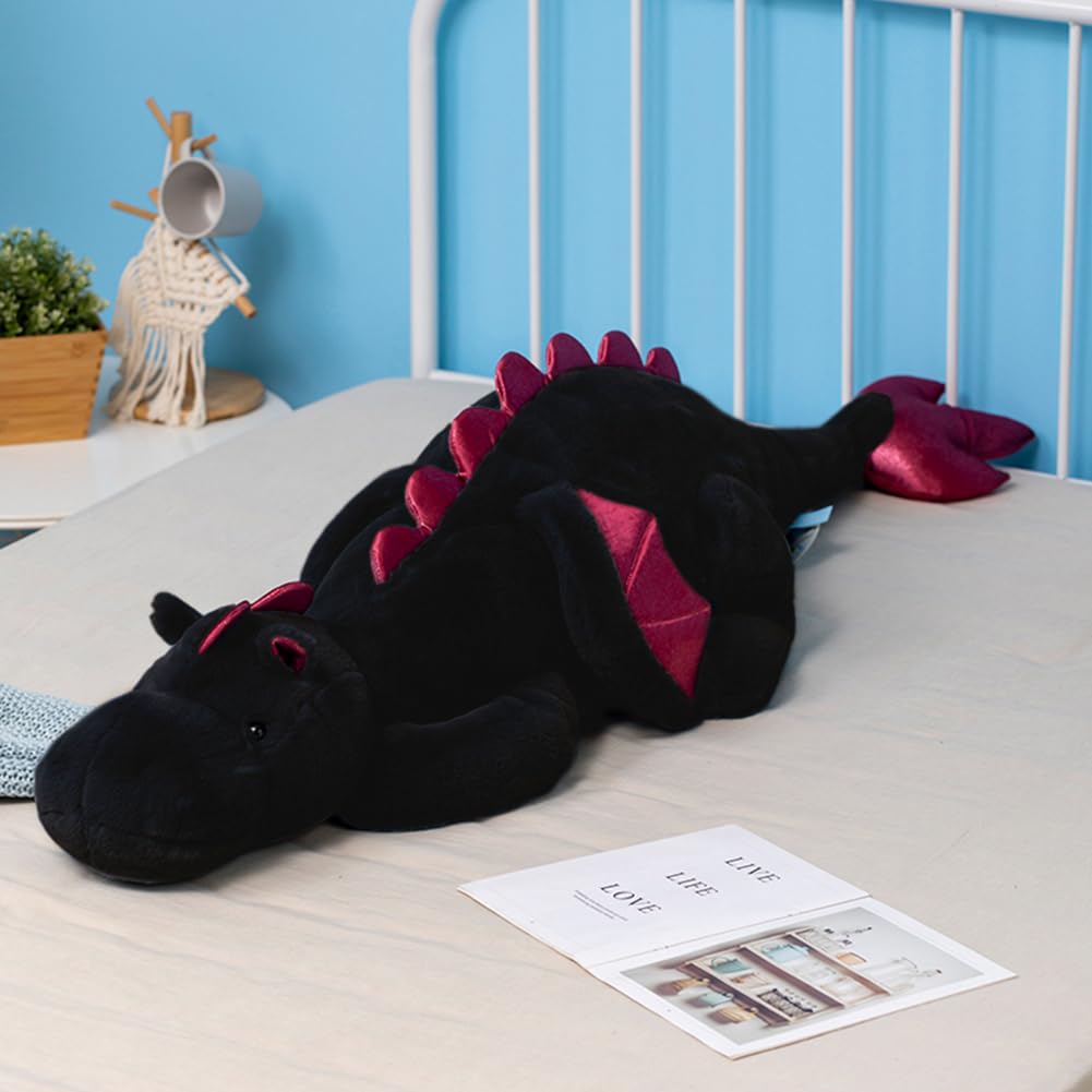 Weighted Dragon Stuffed Animal 43.3" 6.1Lbs, Large Black Weighted Plush Dragon Toy for Kids and Adults(2025 Weighted Version)