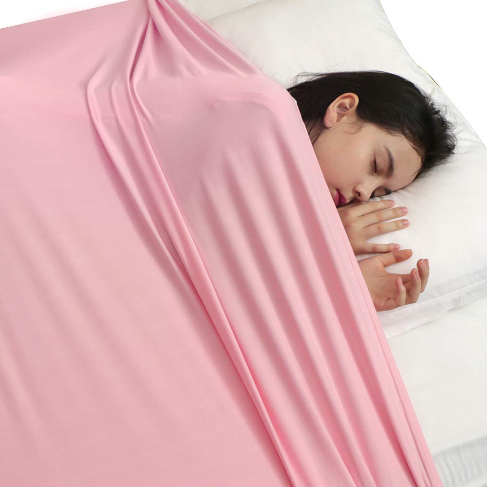 TOPARCHERY Sensory Compression Blanket Sensory Bed Sheet - Help Settle Down at Nighttime - Increase Calm and Comfort (Full,Pink)