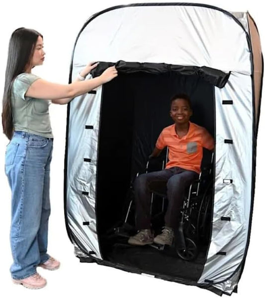 Enablemart - Blackout Sensory Tent, 47” x 47” x 70”, Portable and Collapsible, Dark Room for Therapy, Tent for Autism, ADHD, SPD and Wheelchair Accessible