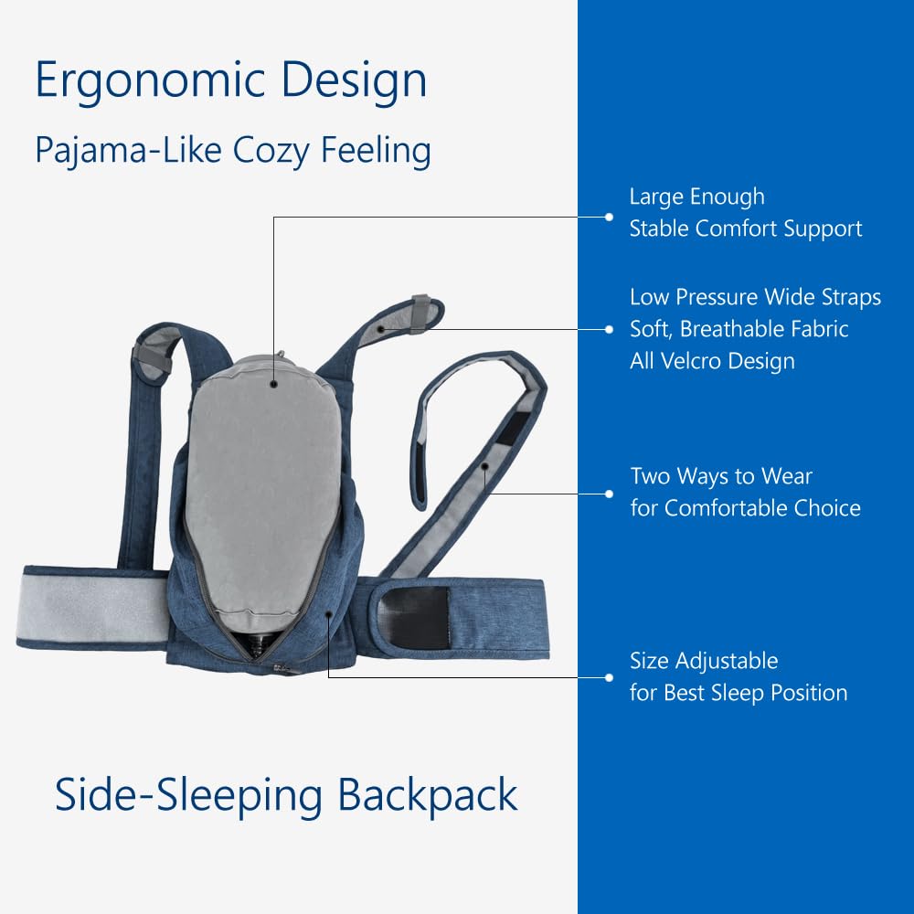 Side-Sleeping Backpack, Sleep Position Trainer, alleviates snoring Caused by Throat Issues (Large 1 Pack)