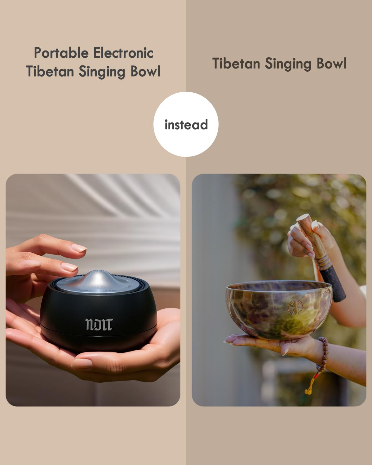 Portable Electronic Tibetan Singing Bowl, 8 Chakra Modes with 8 Chakra Cycle Play Mode, Auto/Manual Mode, Vibration & Built-in Timer, USB-C Rechargeable Meditation Device for Yoga, Reiki, Relaxation