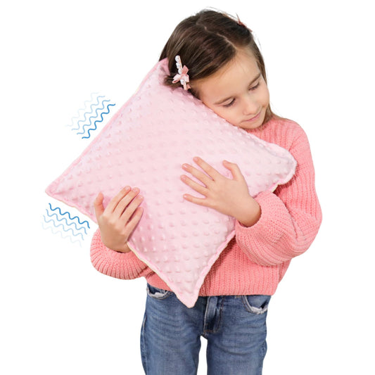 Bmag Sensory Vibrating Pillow for Autistic Kids and Adults,13” x 13” Sensory Toy Gift with Textured Therapy Stimulation Bumps Relief Stress Item for Toddler - Blue and Yellow