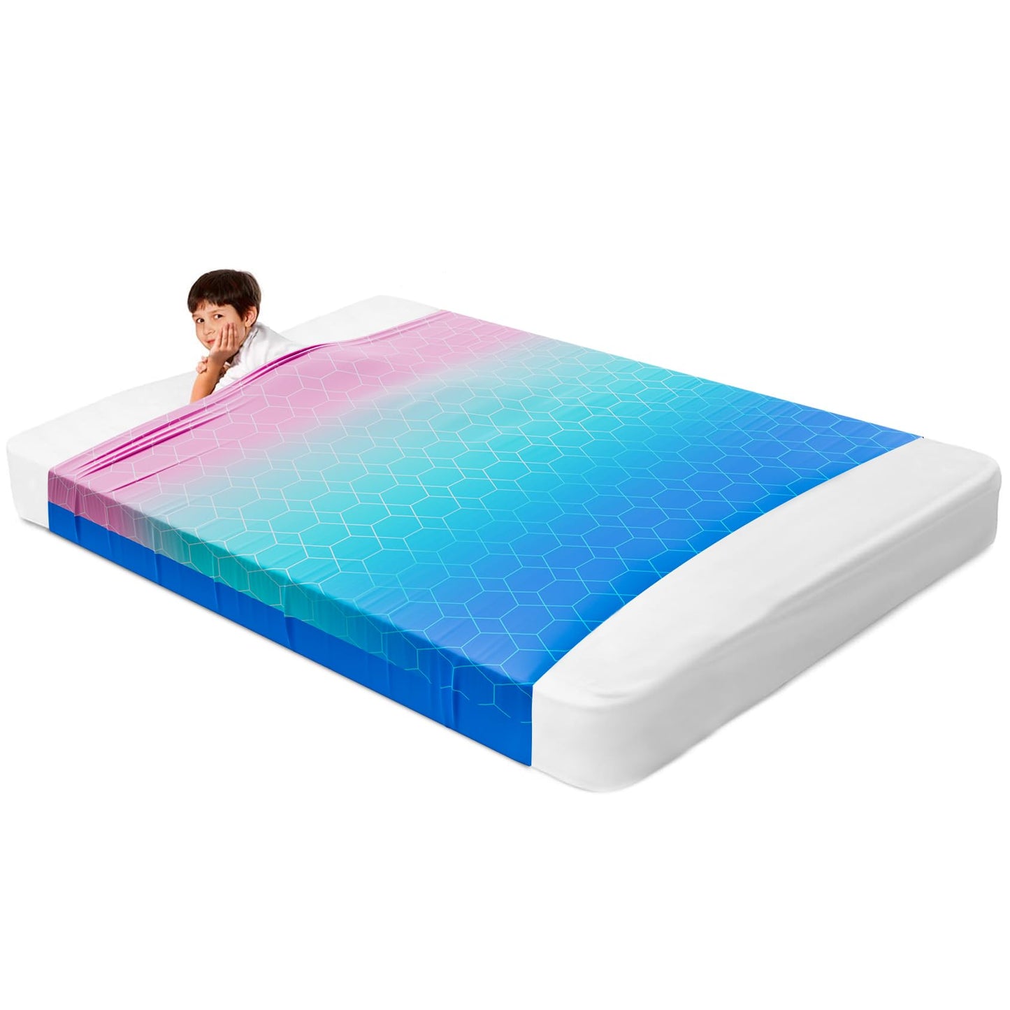 Deep Pressure Sensory Bed Sheet – Twin Sensory Compression Sheet Breathable Sleep Pod Blanket for Better Sleep Support – Calming Compression Blankets for Kids and Adults Blue Petal