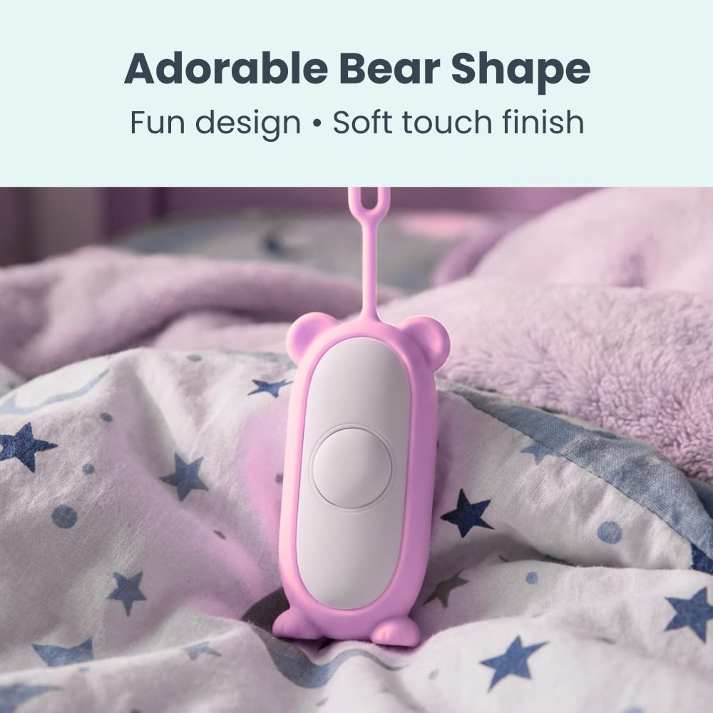 Glowco CalmCarry Mini Bear Kids Sleep Aid Device – Handheld Microcurrent Relaxation Tool, Supports Calm, Focus & Gentle Relief, USB Rechargeable, Portable Wellness Device for Children (Pink)