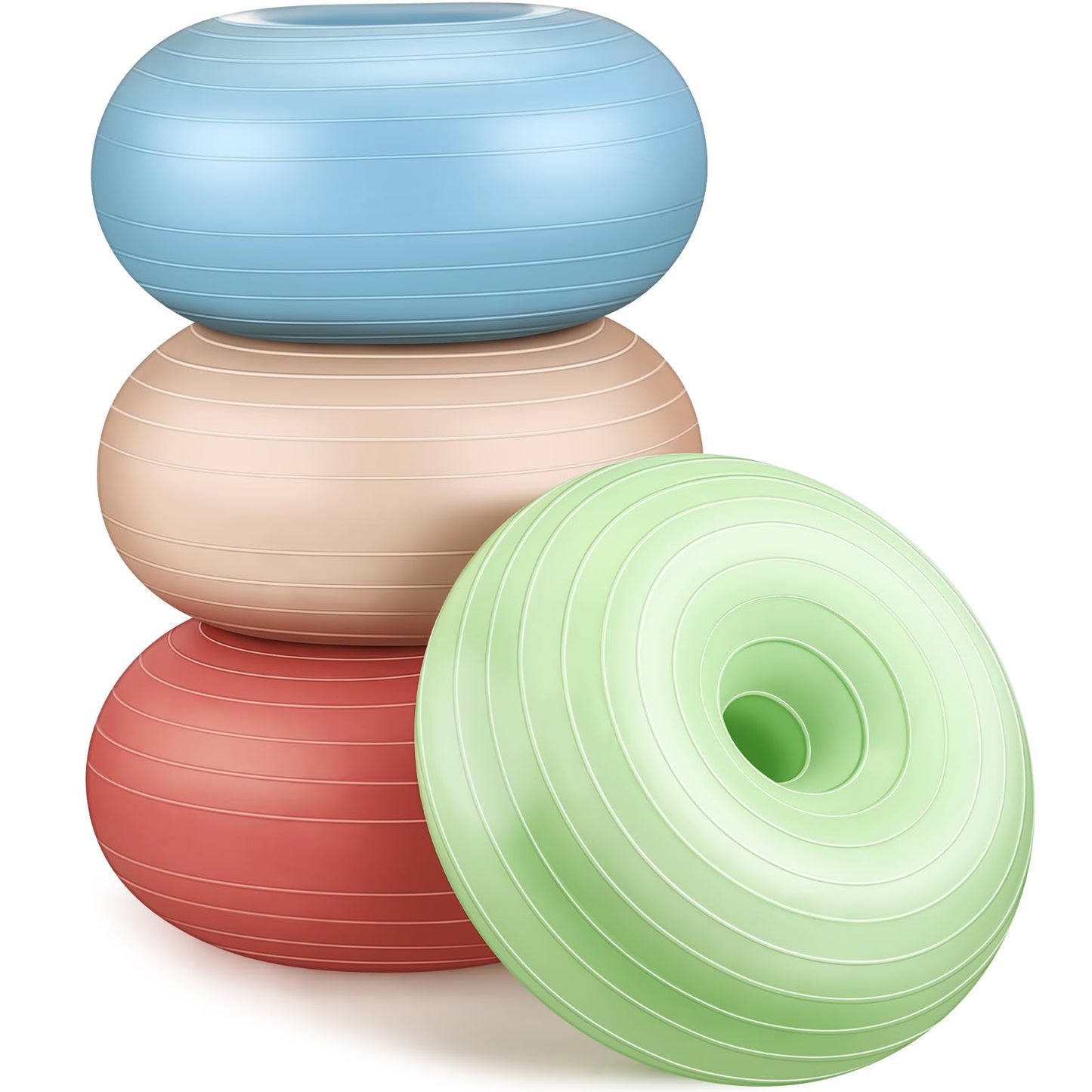Libima 4 Pcs Flexible Seating for Classroom Inflatable Yoga Ball Chairs with Pump Donut Exercise Ball Chair Cushion Seat for Balance and Stability Training Home Office Gym Workout