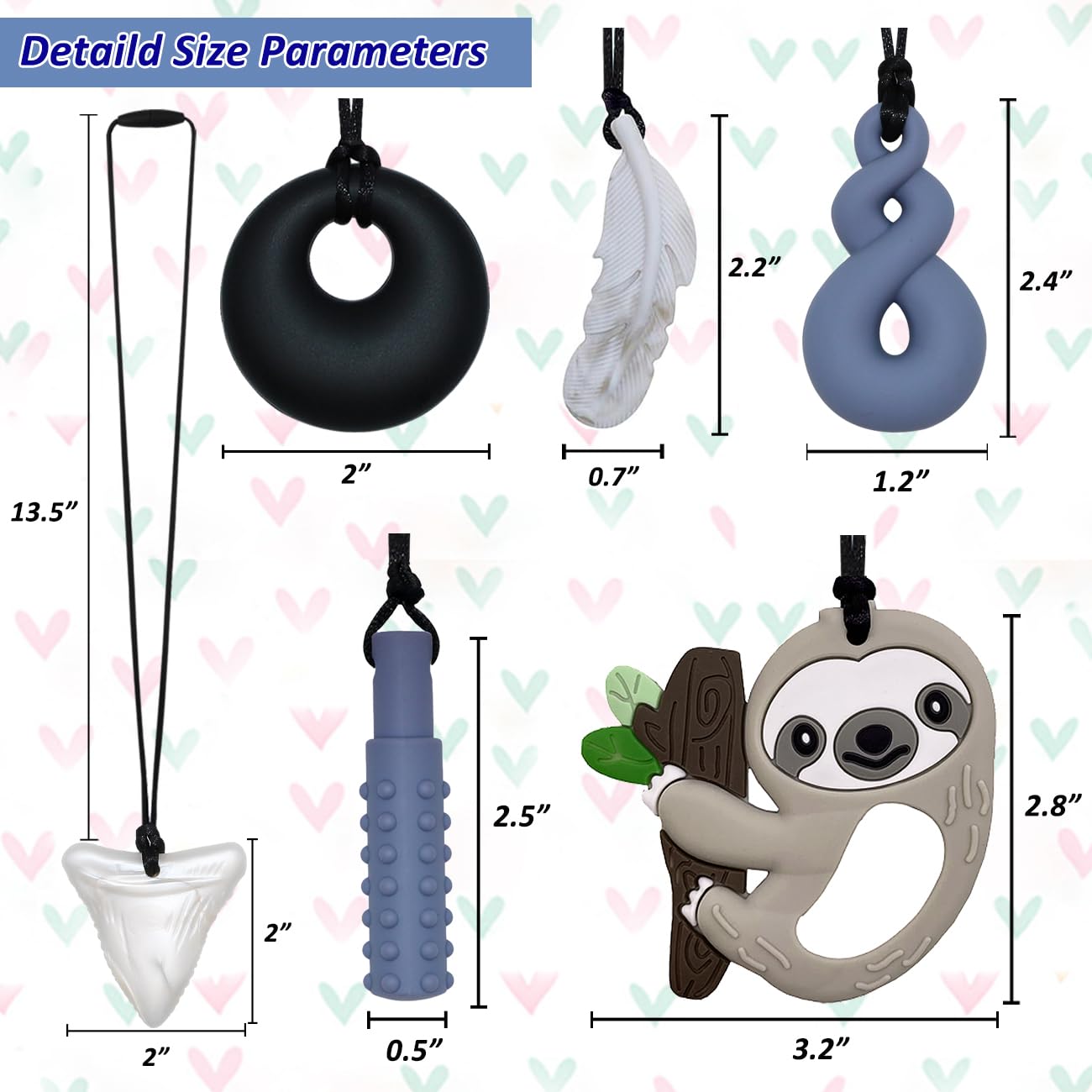 Chew Necklaces for Sensory Kids Boys Girls, Chewy Necklace Sensory Toys for Kids with Autism 6 Pack, Silicone Oral Motor Aids Chew Toys for Children Adults Reduce Fidgeting