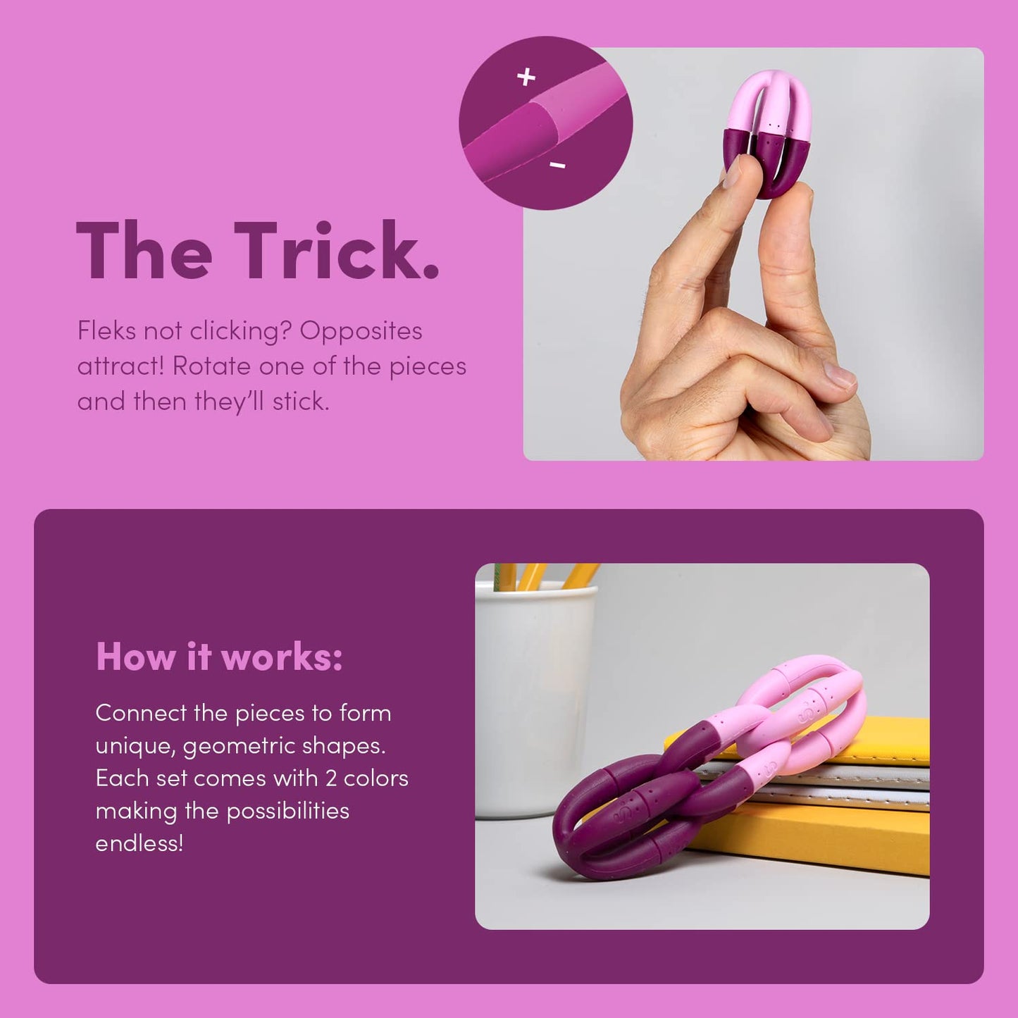 Speks Fleks Flexible Silicone Magnetic Fidget Toy - Fun Desk Toy for Adults & Teens 14+ | Sensory Gadget, Stress Relief | 6-Piece Set, Evergreen