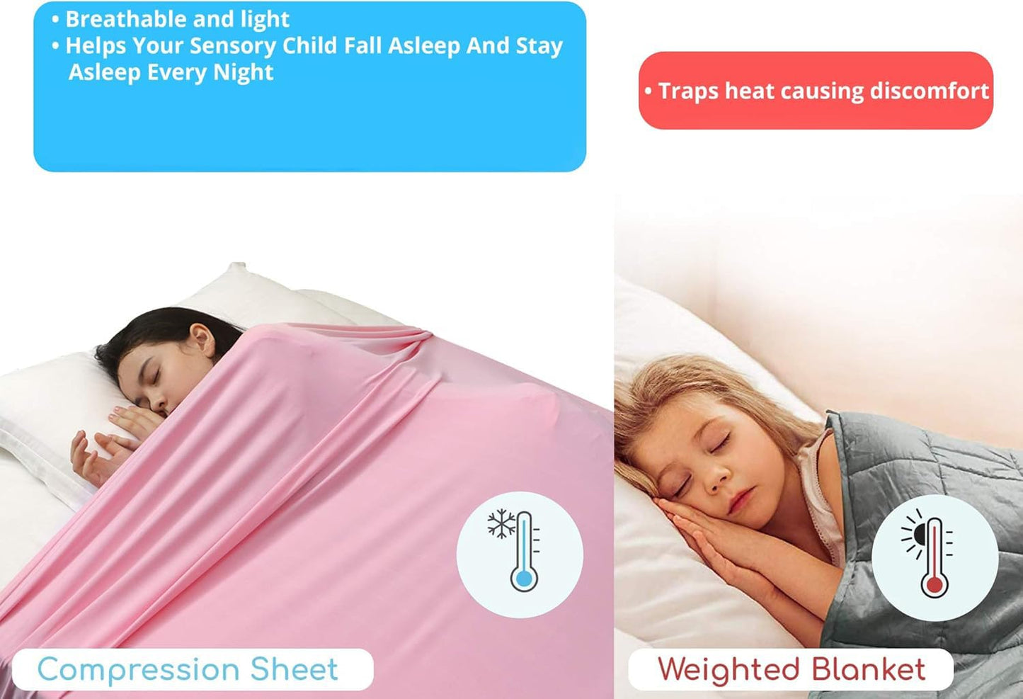 TOPARCHERY Sensory Compression Blanket Sensory Bed Sheet - Help Settle Down at Nighttime - Increase Calm and Comfort (Full,Pink)
