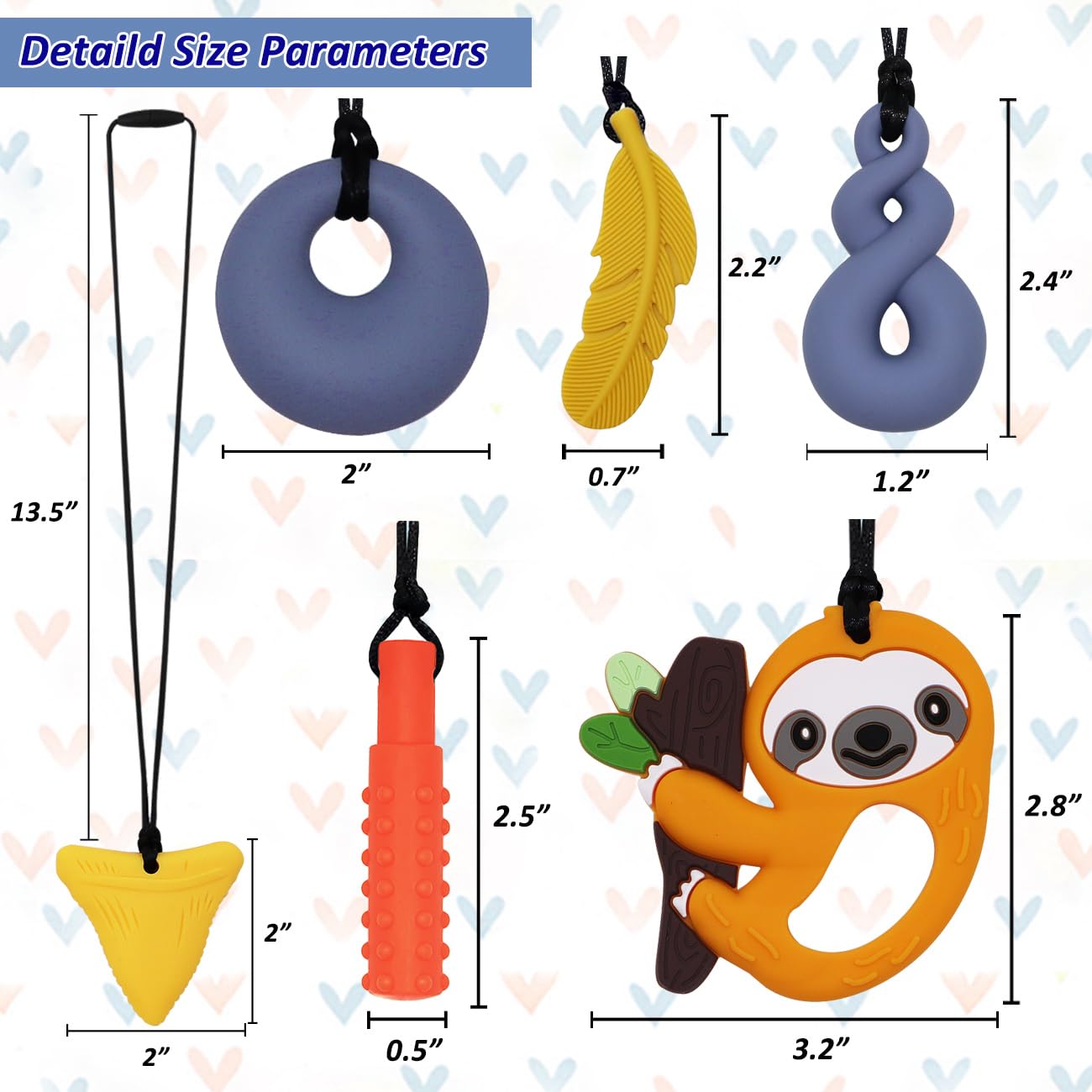 Chew Necklaces for Sensory Kids Boys Girls, Chewy Necklace Sensory Toys for Kids with Autism 6 Pack, Silicone Oral Motor Aids Chew Toys for Children Adults Reduce Fidgeting