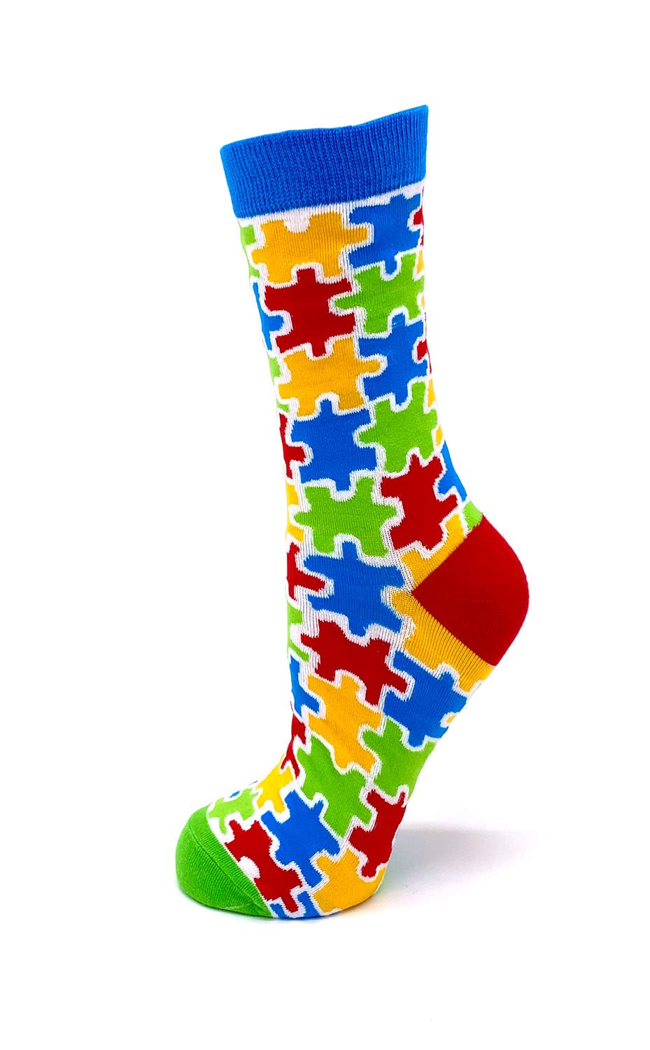 Fabdaz Colorful Autism Awareness Puzzle Pieces Women's Novelty Crew Socks - 1 Pair, 1 Size Fits Most