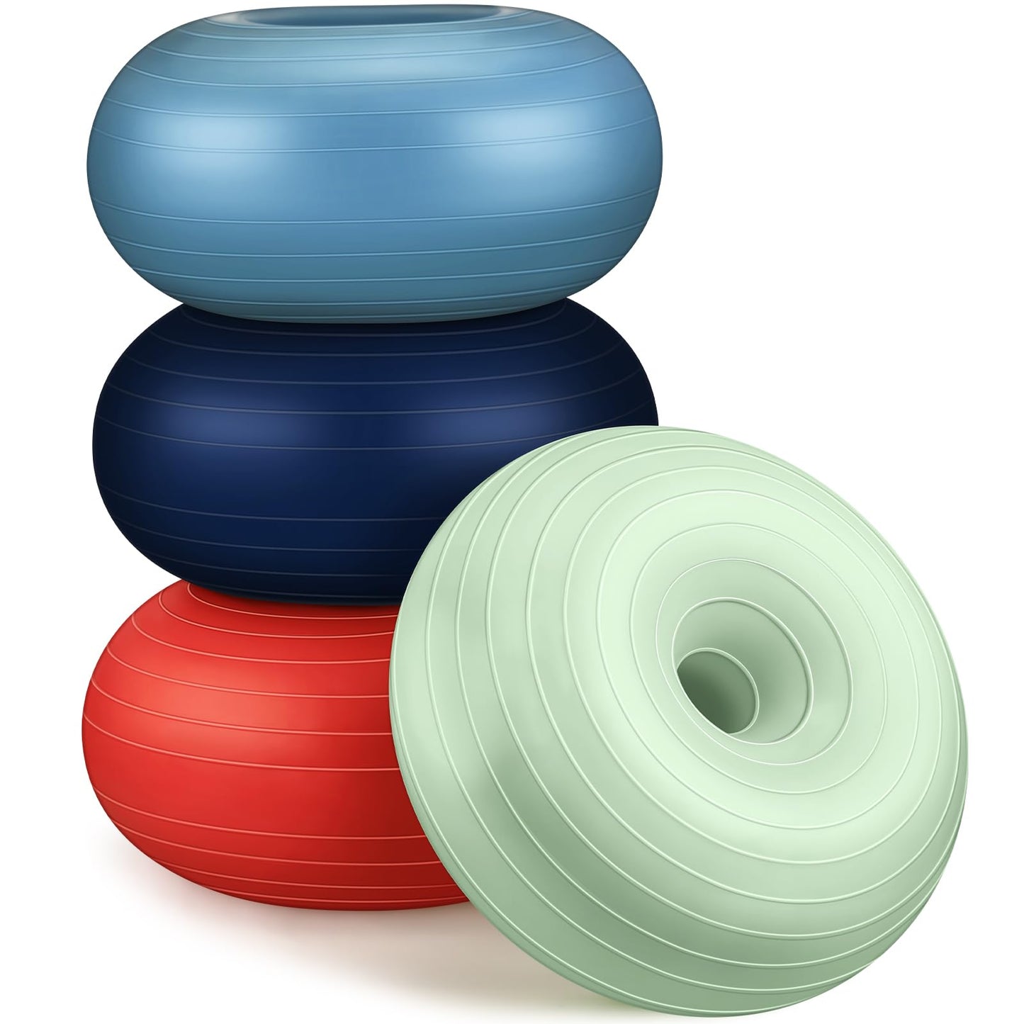 Libima 4 Pcs Flexible Seating for Classroom Inflatable Yoga Ball Chairs with Pump Donut Exercise Ball Chair Cushion Seat for Balance and Stability Training Home Office Gym Workout
