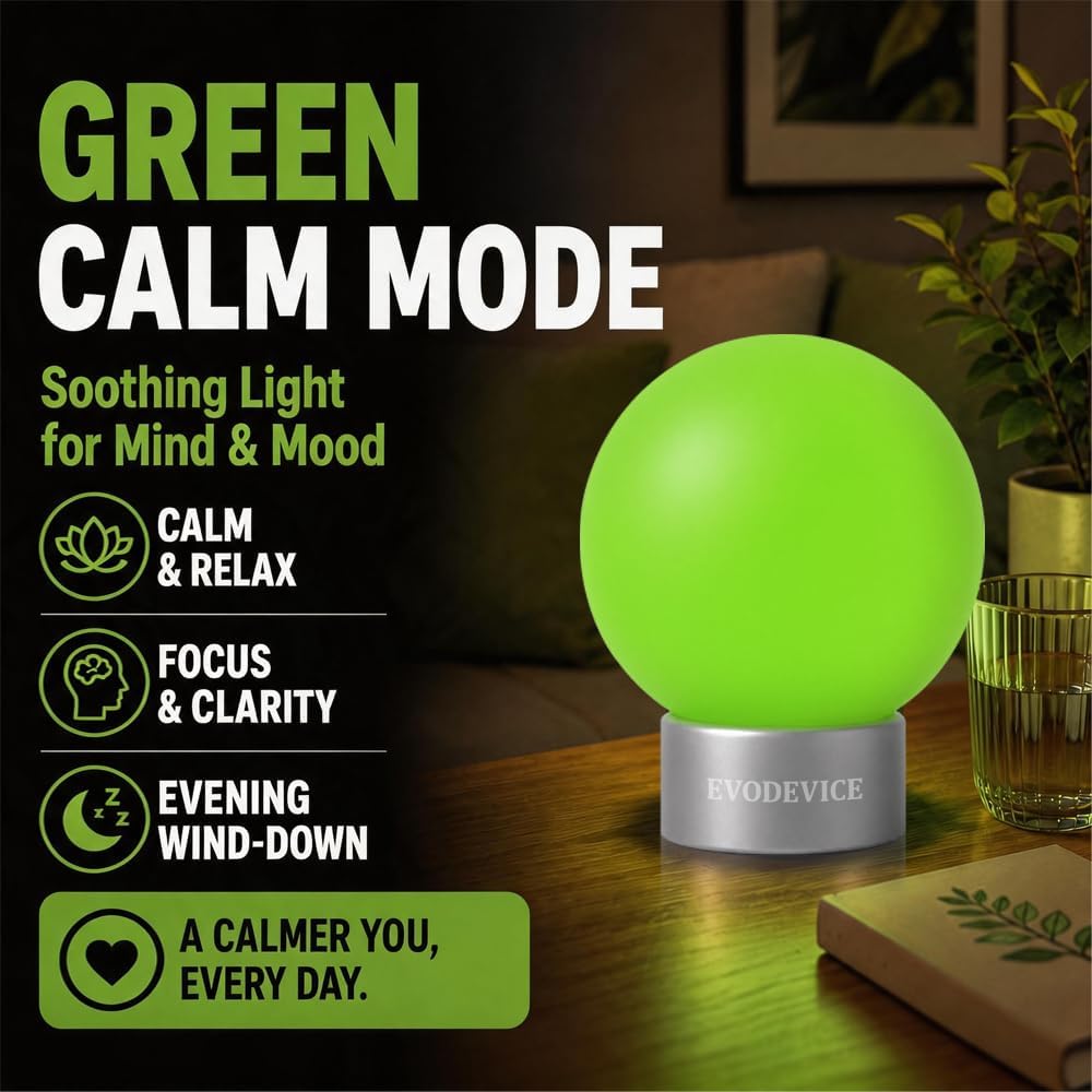 670nm Red Light for Evening Wind-Down, App-Controlled Ambient Comfort Lamp with Amber & Green Modes, Auto-Off Timer & Daily Schedule, Bluetooth No Wi-Fi Required