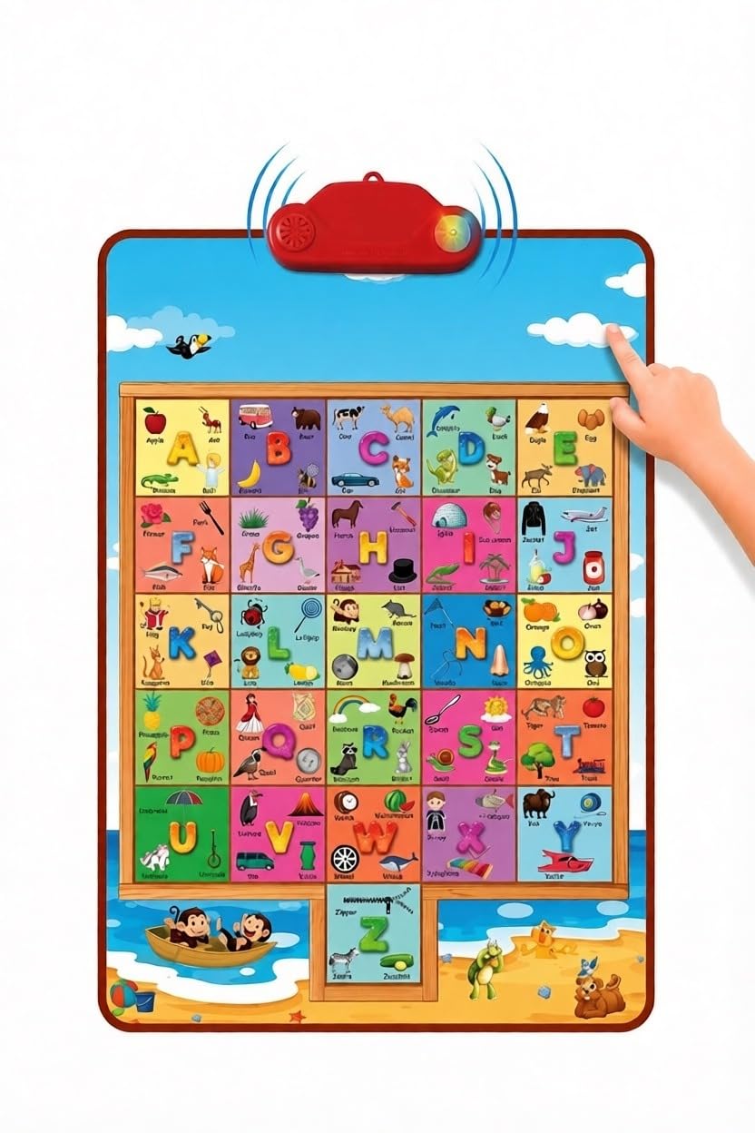 Just Smarty Interactive Alphabet Wall Chart, Blue | ABCs & 123s Learning for Toddlers 1-5, Educational Gift for Ages 1-5, Speech Therapy, Autism Toys