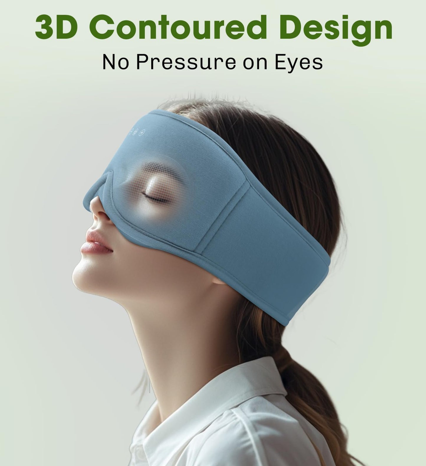 Bamboo Cotton Large Sleep Mask with Bluetooth Wireless Headphones - Blackout Eye Mask for Sleeping 3D Contoured Sleep Eye Cover Headband Ear Plugs Low Noise Hook for Men Women Better Experience (Grey)
