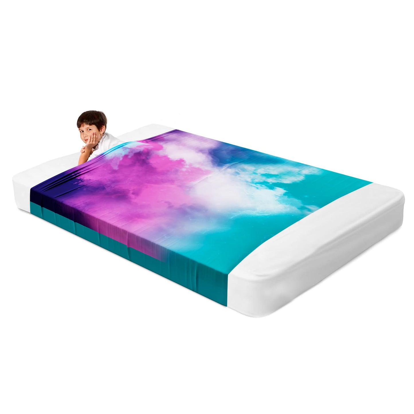Deep Pressure Sensory Bed Sheet – Twin Sensory Compression Sheet Breathable Sleep Pod Blanket for Better Sleep Support – Calming Compression Blankets for Kids and Adults Blue Petal