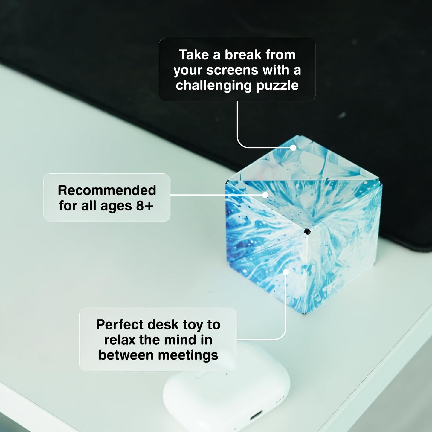 Shashibo Sensory Fidget Toy for Adults & Kids, Stress Relief Fidget Toy for Adults, Teens & Kids, Cool Fidget Toys for Desk, Classroom Must Have, Sensory Shape Shifting Cube, 100+ Possible Shapes