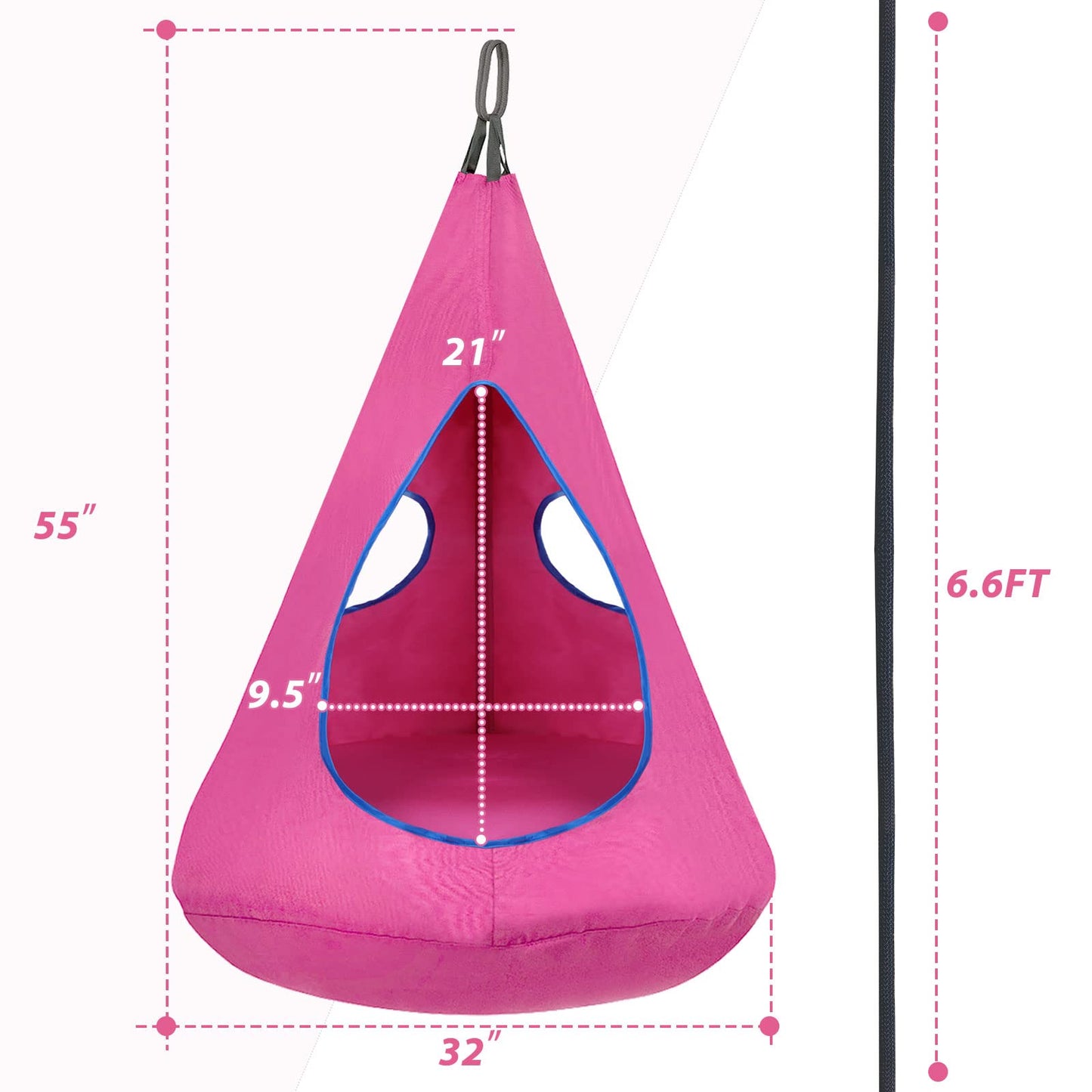Kids Nest Swing Chair, Hanging Hammock Chair Nest Hammock Swing Chair for Outdoor and Indoor(32" D x 52" H),Detachable Play Tent Swing for Child Sensory Swing for Kids Age from 3-12 Years(Blue)