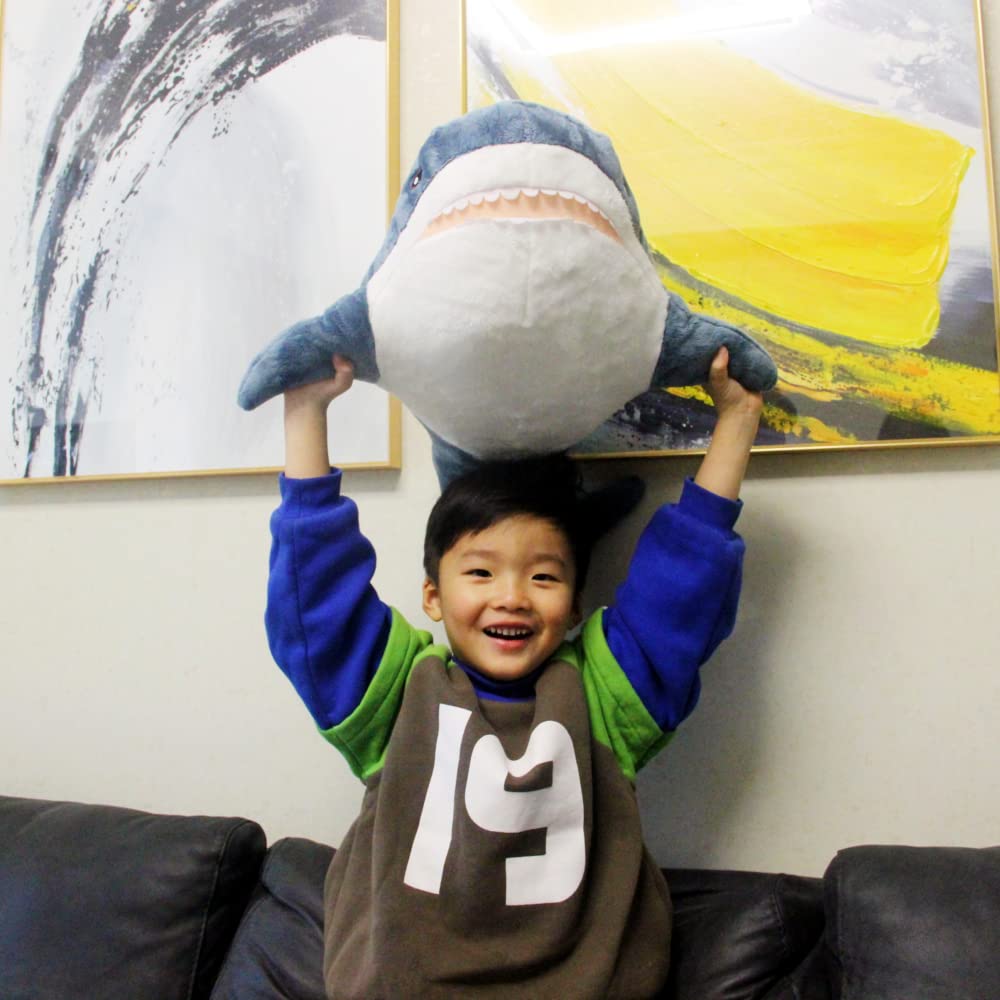 39.4 Inch XXL 15% Chubbier Weighted Giant Shark Stuffed Animal,Soft Chonky Shark Toys Shark Plush Pillows Stuffed Shark for Brave Boy's and Girl's Room Décor,Perfect Stress Relief for Women