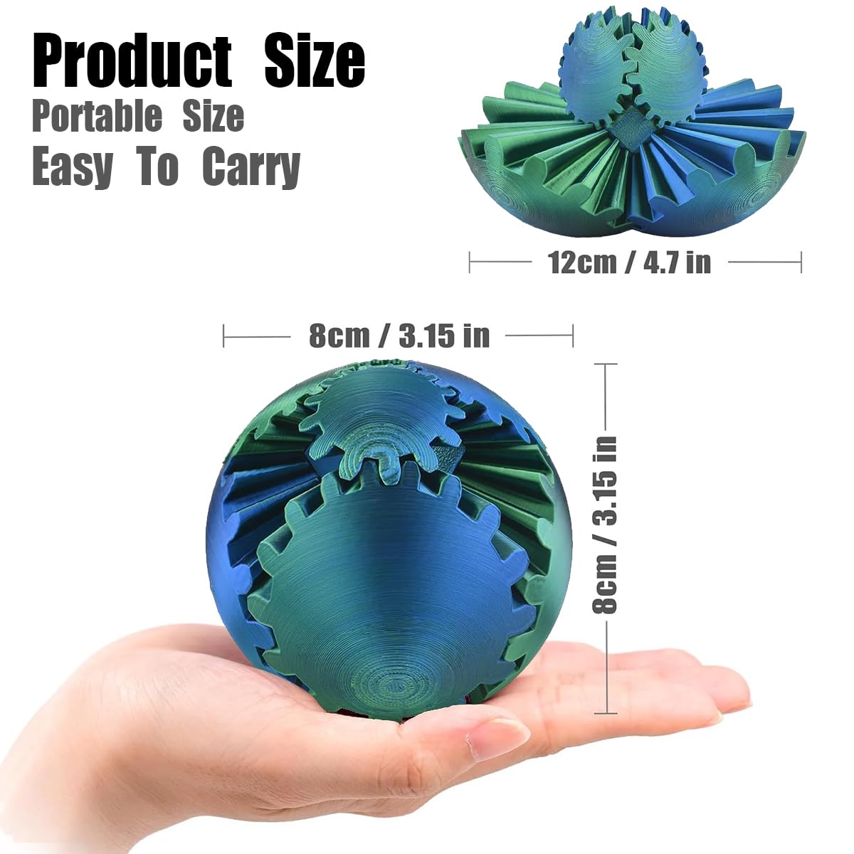 Gear Sphere, 3D Printed Gearsphere - The Steampunk Whirling Wonder Fidget Gear Ball, Gearsphere Cube Fidget Toy for Office and Home, Stress Relief Cool Stuff Toys Gift for 3+ Kids Adult (Purple)