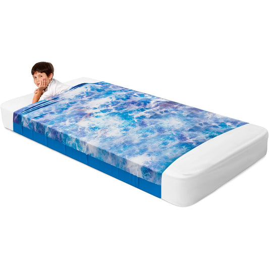Deep Pressure Sensory Bed Sheet – Twin Sensory Compression Sheet Breathable Sleep Pod Blanket for Better Sleep Support – Calming Compression Blankets for Kids and Adults Blue Petal