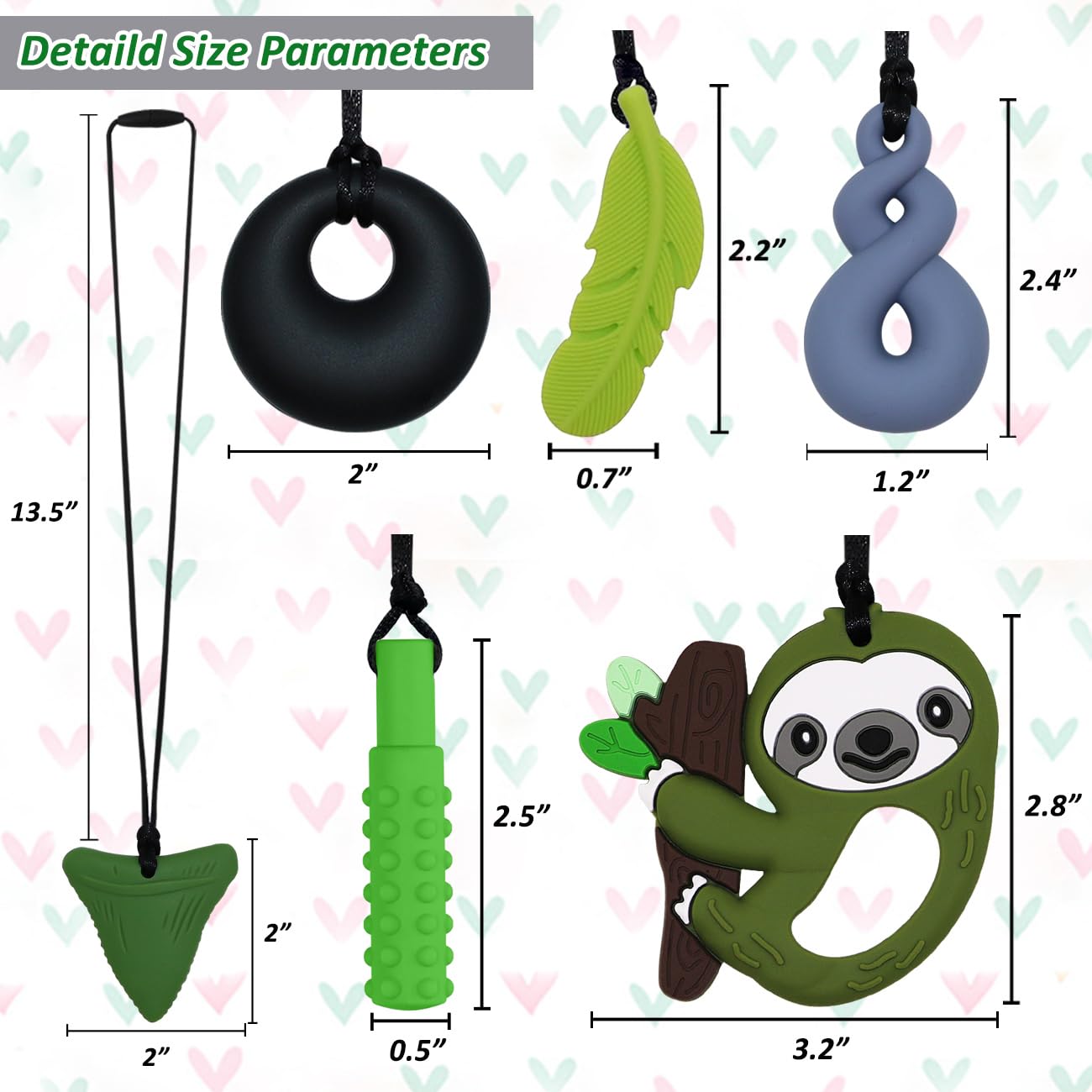 Chew Necklaces for Sensory Kids Boys Girls, Chewy Necklace Sensory Toys for Kids with Autism 6 Pack, Silicone Oral Motor Aids Chew Toys for Children Adults Reduce Fidgeting