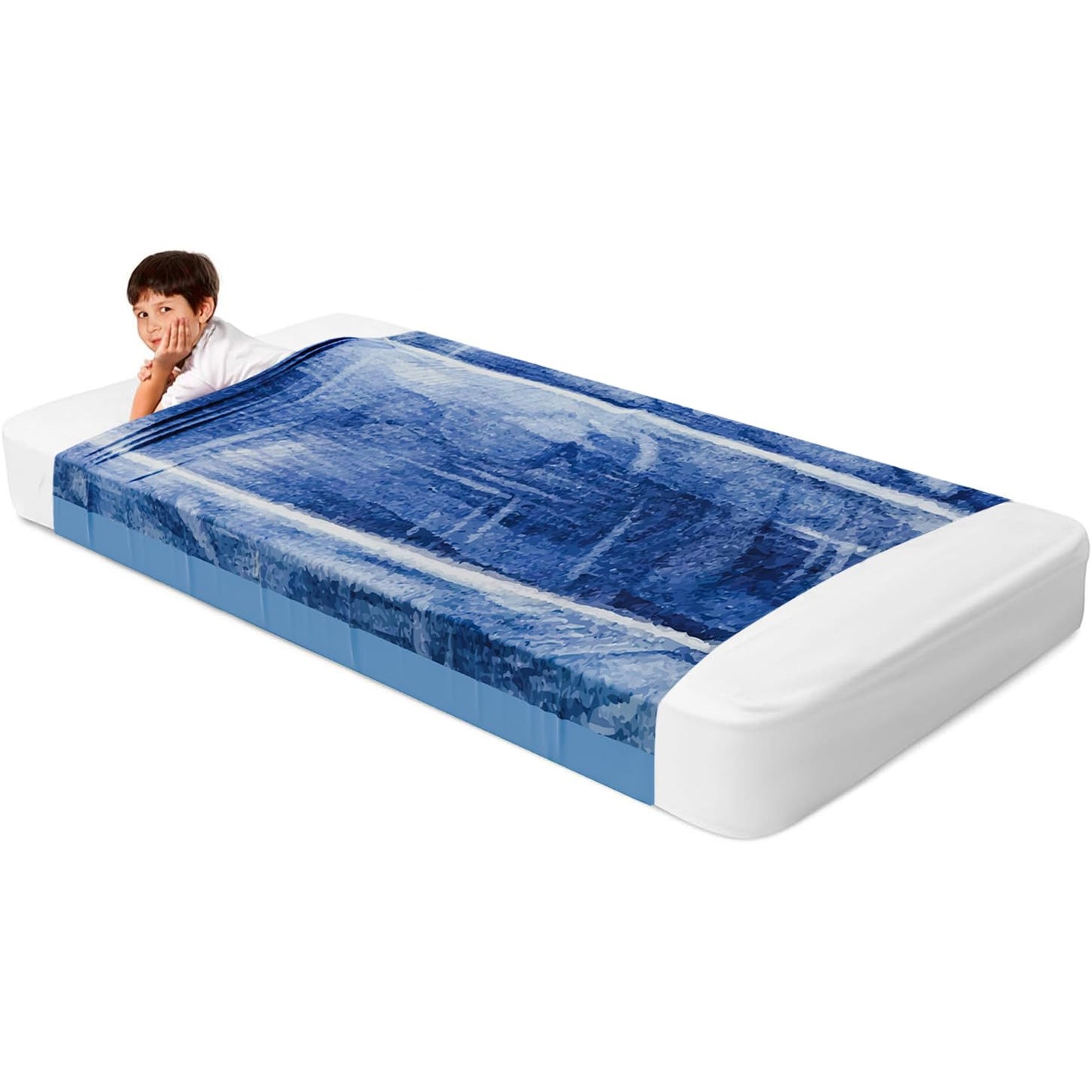 Deep Pressure Sensory Bed Sheet – Twin Sensory Compression Sheet Breathable Sleep Pod Blanket for Better Sleep Support – Calming Compression Blankets for Kids and Adults Blue Petal