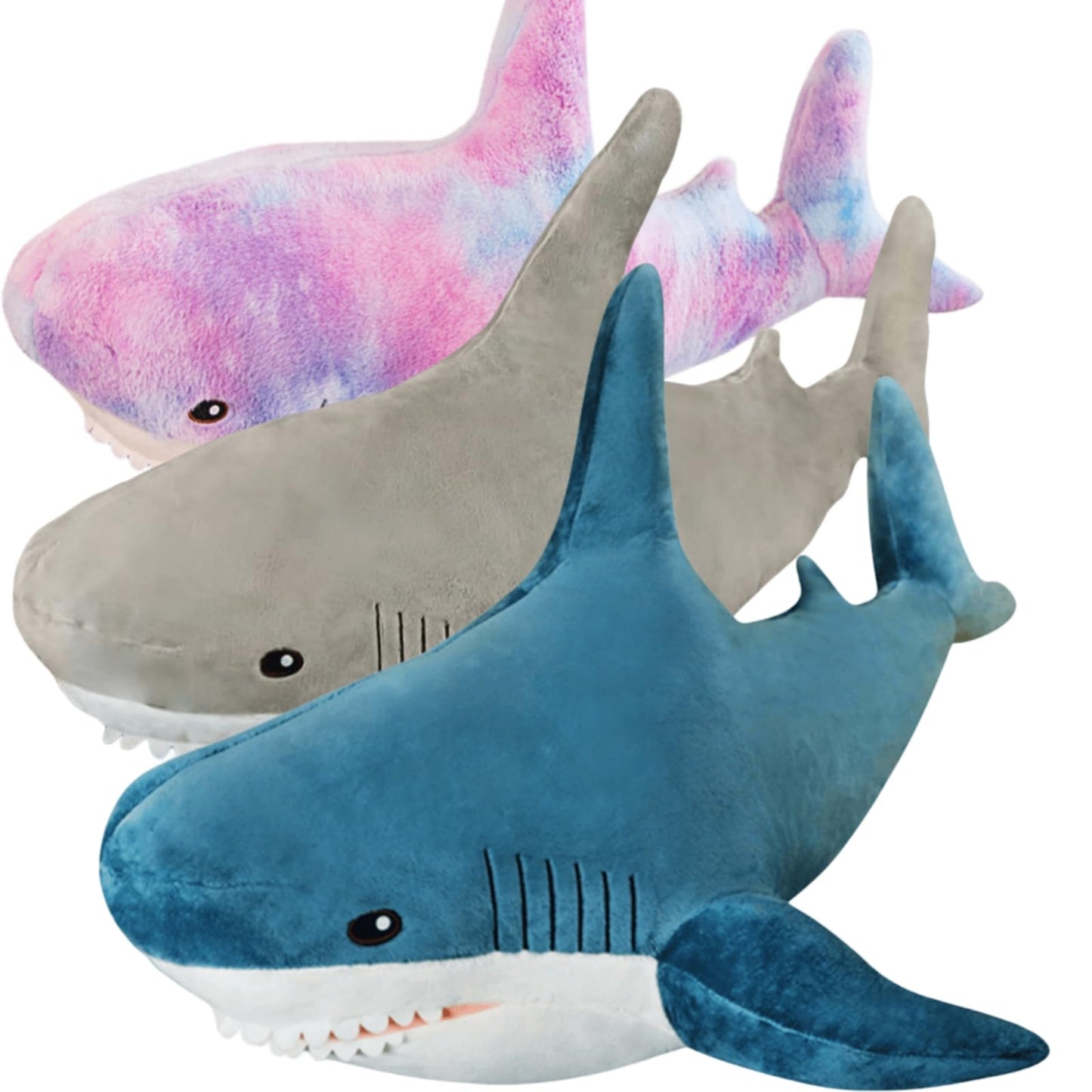 39.4 Inch XXL 15% Chubbier Weighted Giant Shark Stuffed Animal,Soft Chonky Shark Toys Shark Plush Pillows Stuffed Shark for Brave Boy's and Girl's Room Décor,Perfect Stress Relief for Women