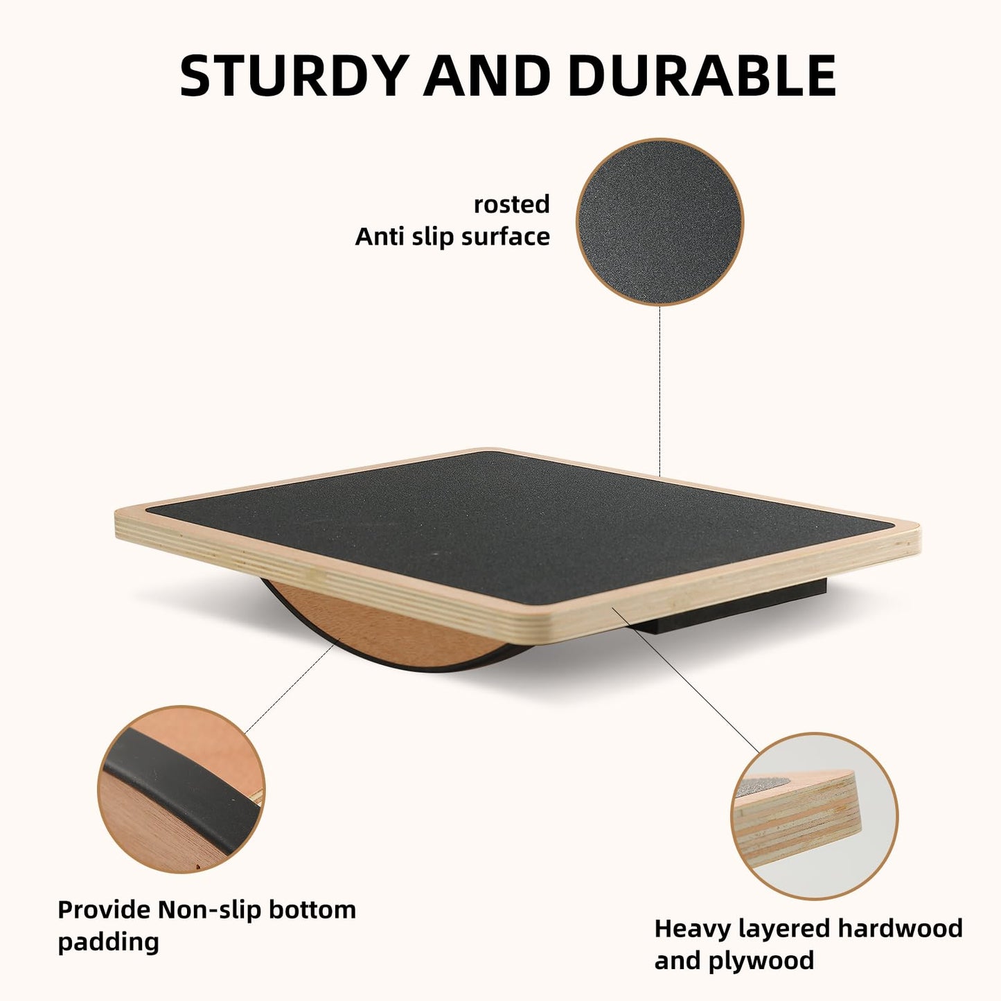 Juoe Balance Board Wobble Board for Adults and Kids - Anti-Slip 350LBS Balance Board for Physical Therapy,Balance Training,Posture Correction,Standing Desk Core Strength Wooden Balance Rocker Board