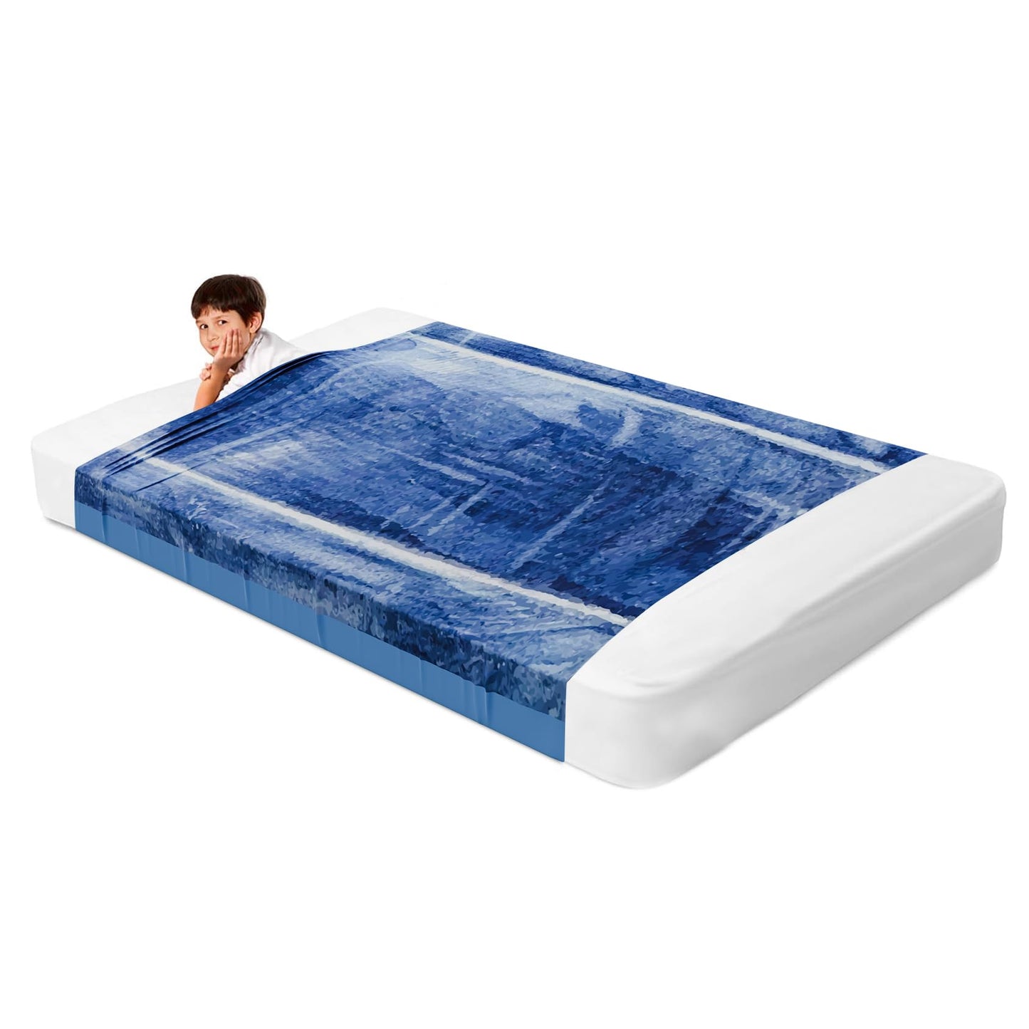 Deep Pressure Sensory Bed Sheet – Twin Sensory Compression Sheet Breathable Sleep Pod Blanket for Better Sleep Support – Calming Compression Blankets for Kids and Adults Blue Petal