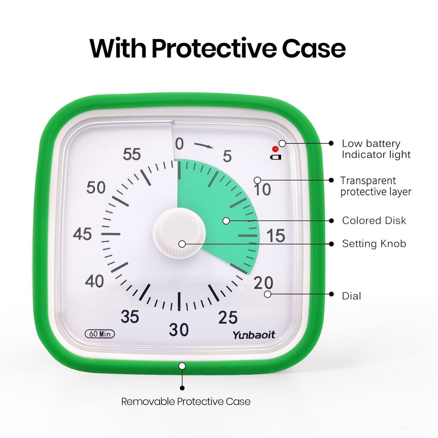 Yunbaoit Visual Timer with Protective Case, Rainbow Disk 60 Minute Countdown Timer for Kids and Adults, Silent Time Management Tool(Blue Rainbow)