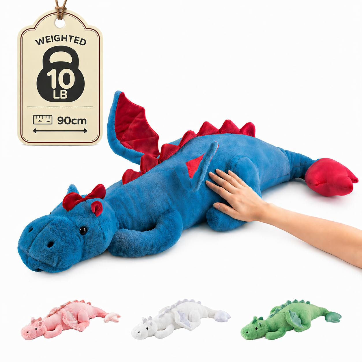 35.4" Weighted Dragon Plush Toy, 5lb Weighted Stuffed Animals, Silent Glass Beads Large Dragon Pillow for Sensory Relaxation for Kids and Adults, for Bedtime & Lounging
