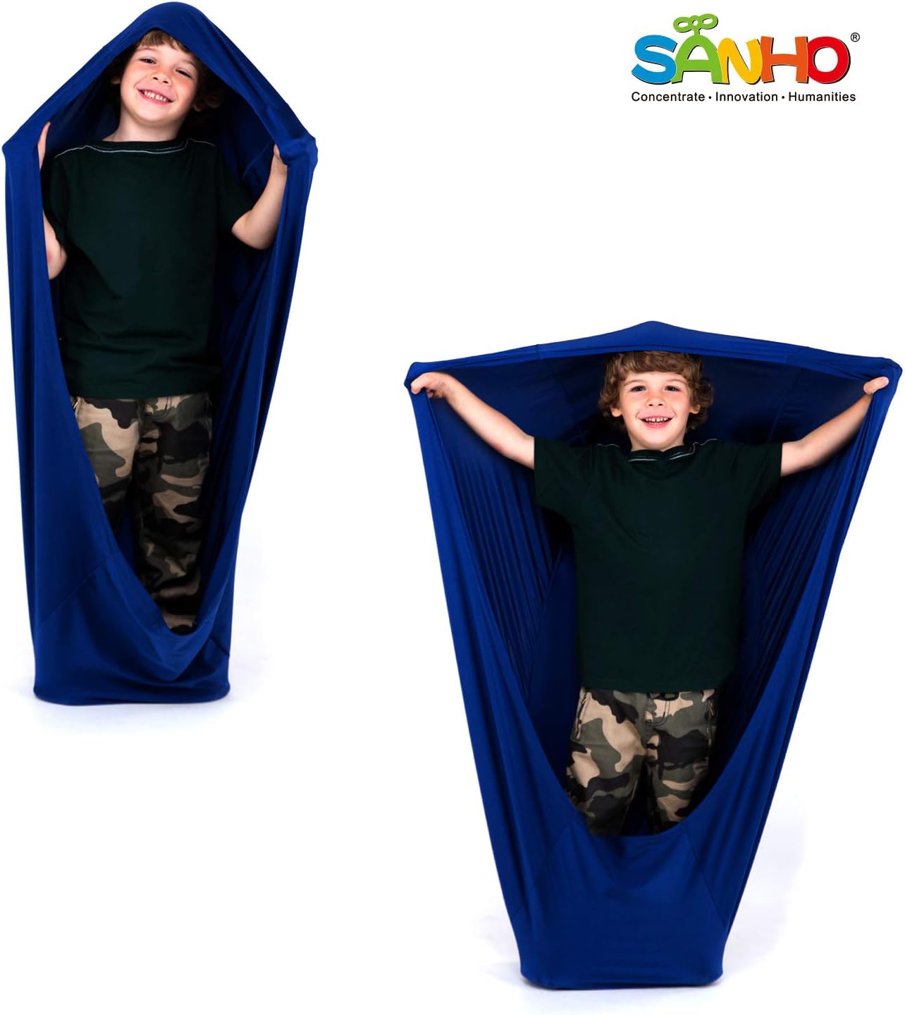 SANHO Dynamic Movement Sensory Sock, Body Sock, Toys for Autistic and Sensory Processing Disorders, Updated Version, Good for height:35"- 59" Deep Blue