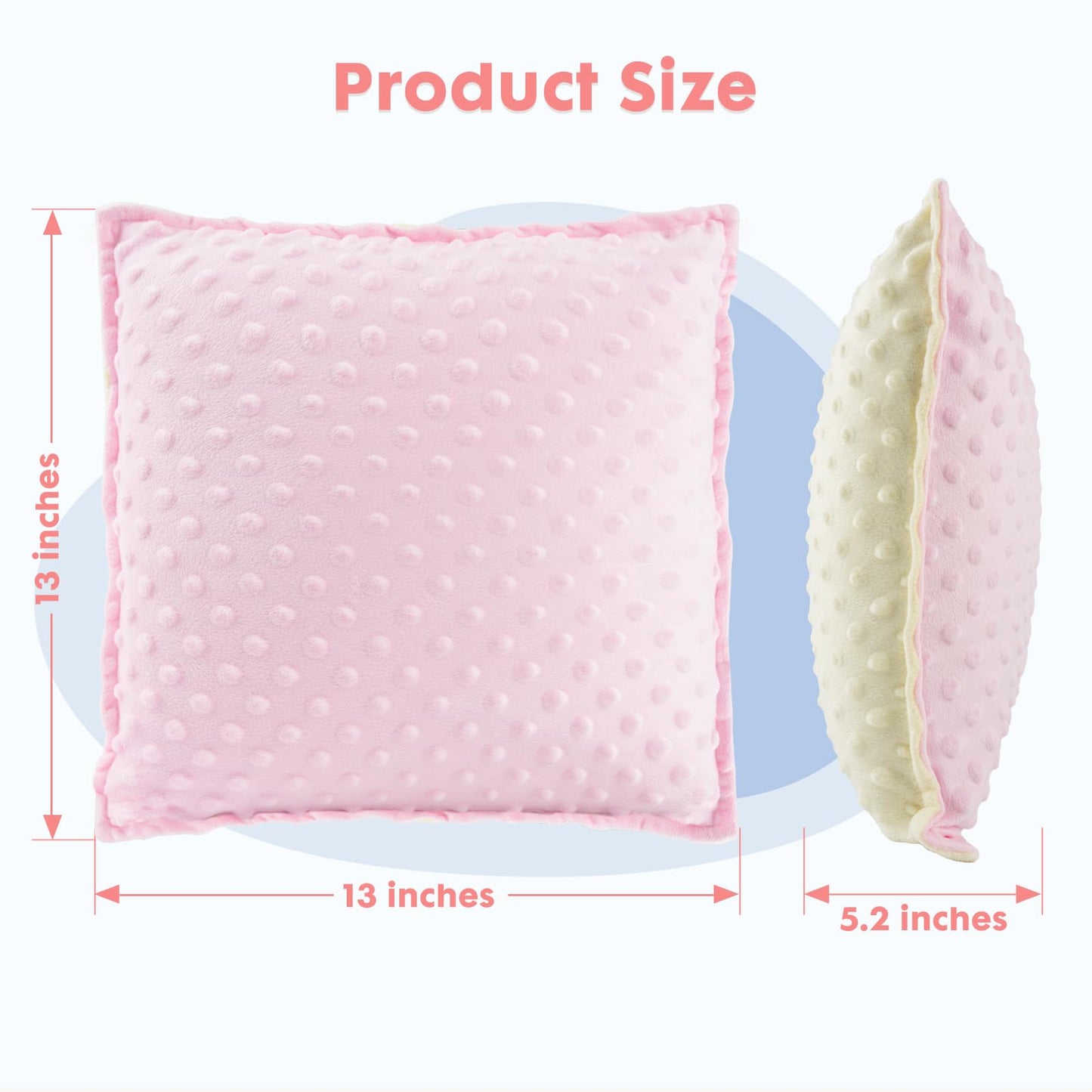 Bmag Sensory Vibrating Pillow for Autistic Kids and Adults,13” x 13” Sensory Toy Gift with Textured Therapy Stimulation Bumps Relief Stress Item for Toddler - Blue and Yellow