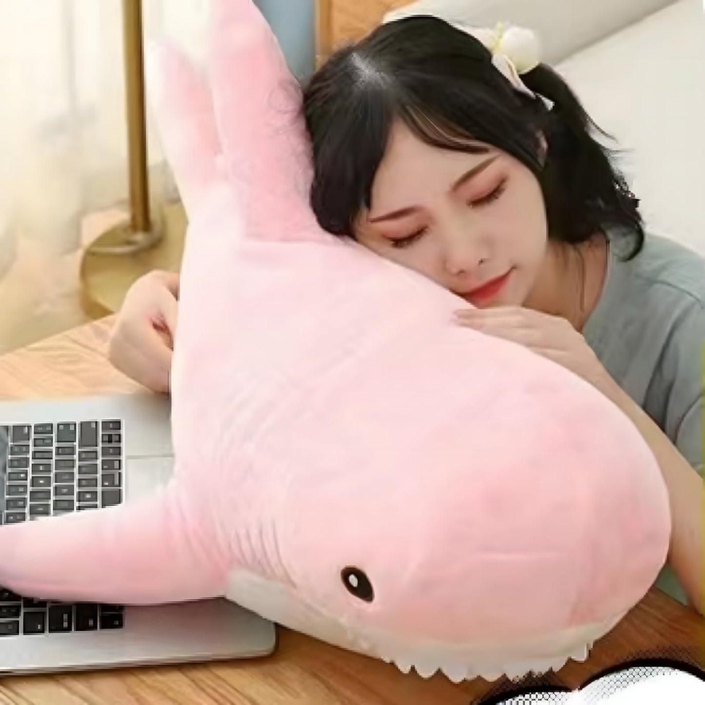 39.4 Inch XXL 15% Chubbier Weighted Giant Shark Stuffed Animal,Soft Chonky Shark Toys Shark Plush Pillows Stuffed Shark for Brave Boy's and Girl's Room Décor,Perfect Stress Relief for Women