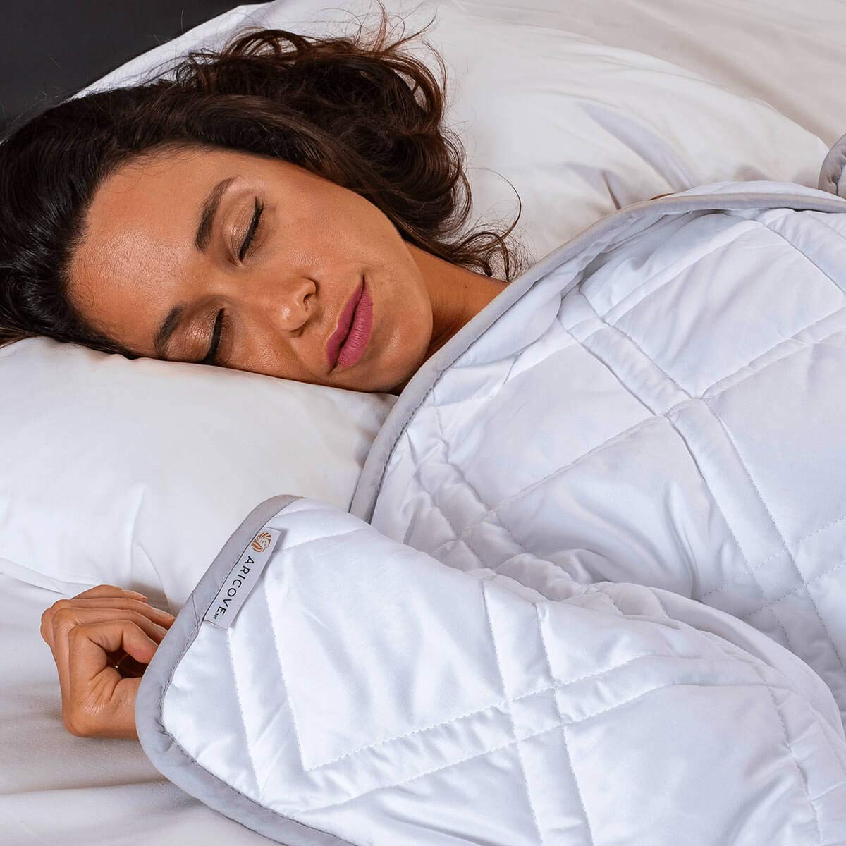 Aricove Cooling Weighted Blanket, 12 lbs, Twin Size for Adults, Luxury Heavy Blanket, Silky Soft Bamboo Viscose, 48x72 inches, Machine Washable, White