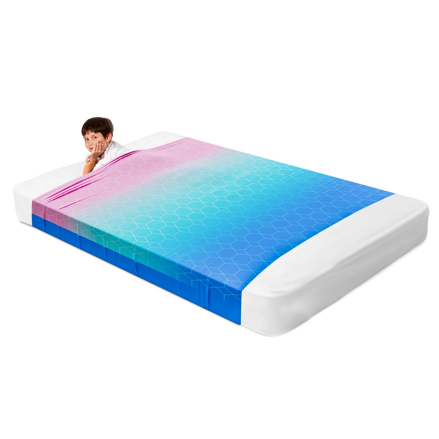 Deep Pressure Sensory Bed Sheet – Twin Sensory Compression Sheet Breathable Sleep Pod Blanket for Better Sleep Support – Calming Compression Blankets for Kids and Adults Blue Petal